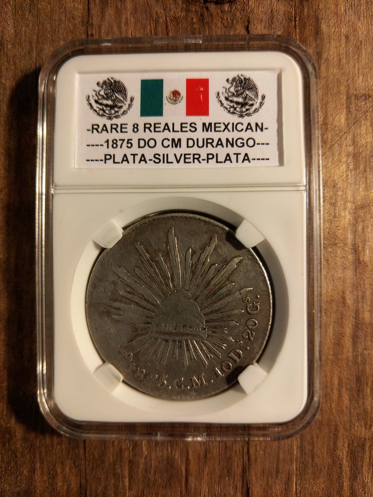 SILVER MEXICAN RARE 1875 DO CM DURANGO MINT 8 REALES AUTHENTICTY GUARANTEED