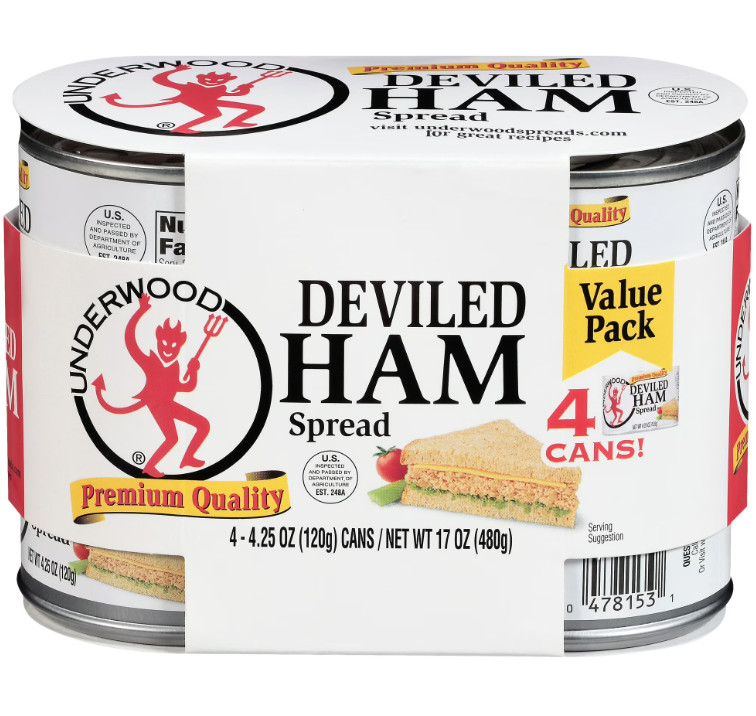 (2 pack) Underwood Deviled Ham Spread, 4.25 oz, 4 Count Cans