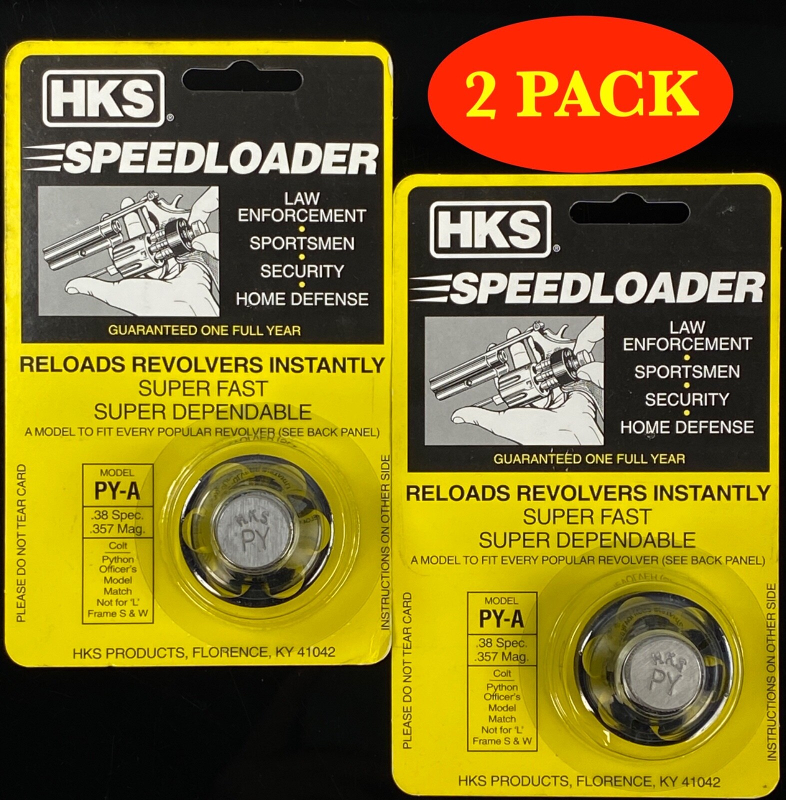 HKS PYA Speedloader for 38spl/357mag Colt Python 6 rounds  *2 PACK*