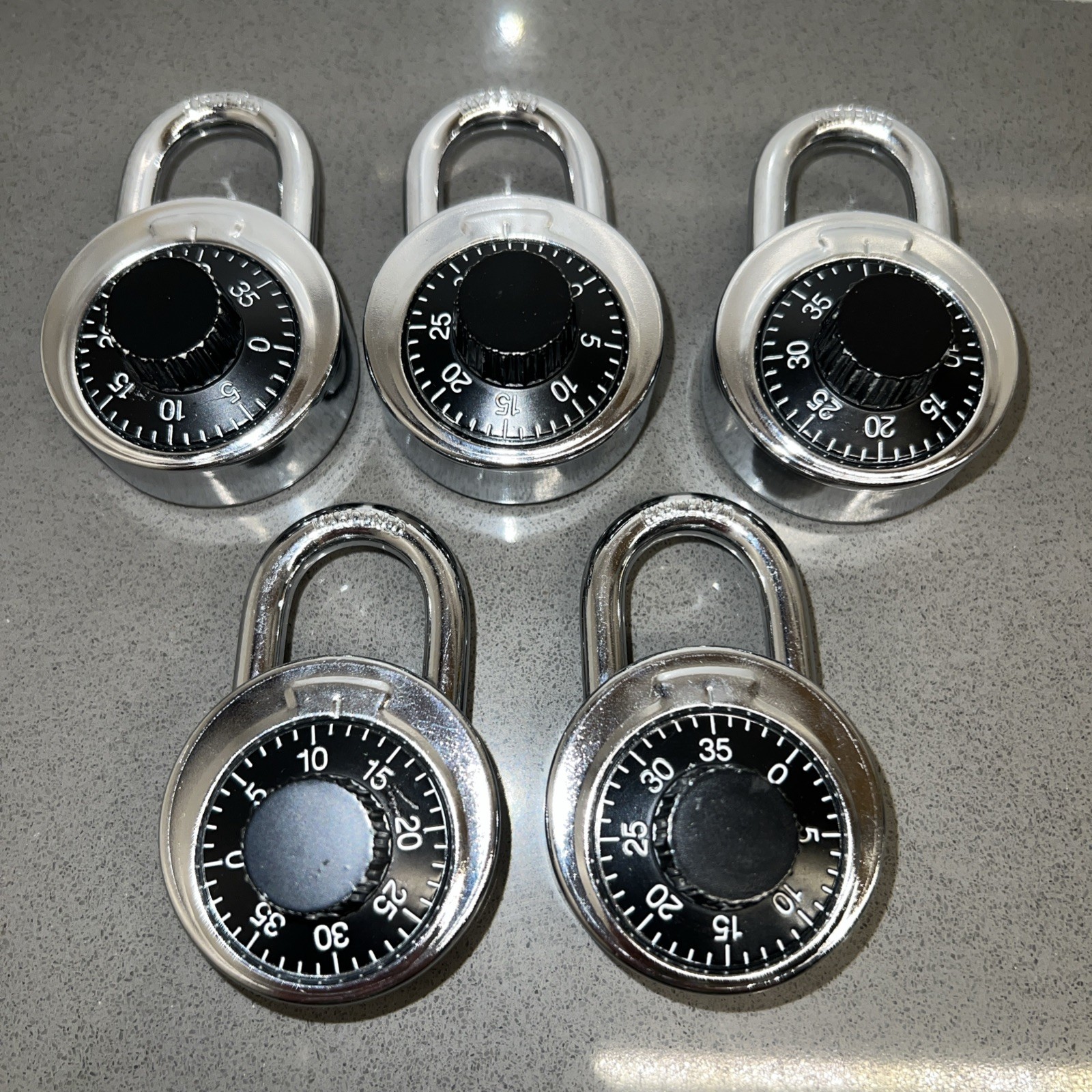 5 X Hardened Lock Locker Combination Padlocks Combination On Back Of Each Lock