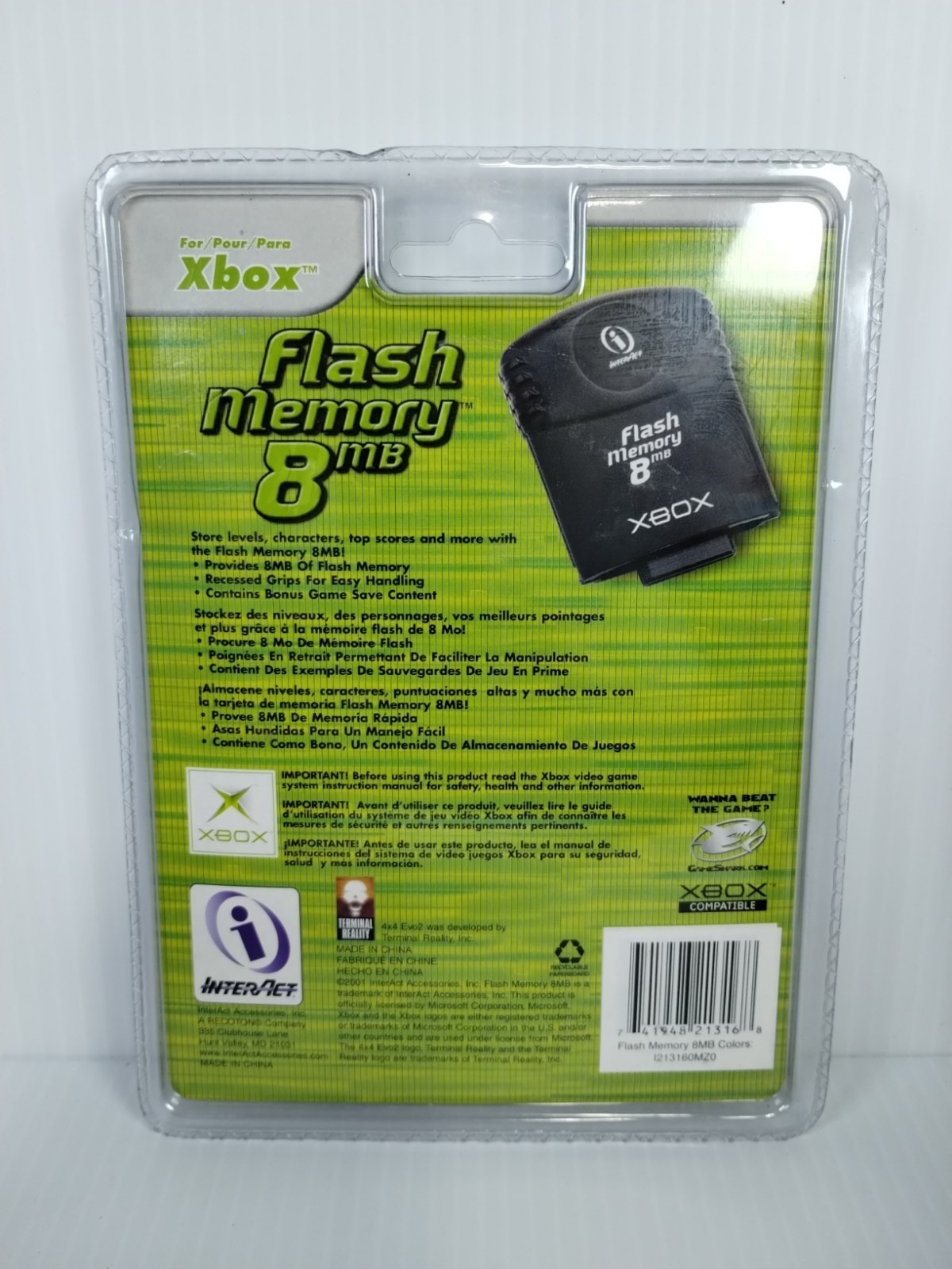 Interact 8MB Green Flash Memory Card for Original Microsoft Xbox NEW Sealed