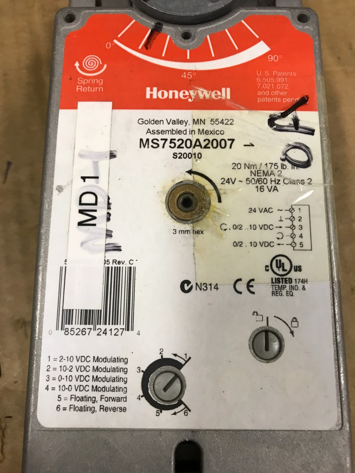 Honeywell Damper Actuator - #MS7520A2007