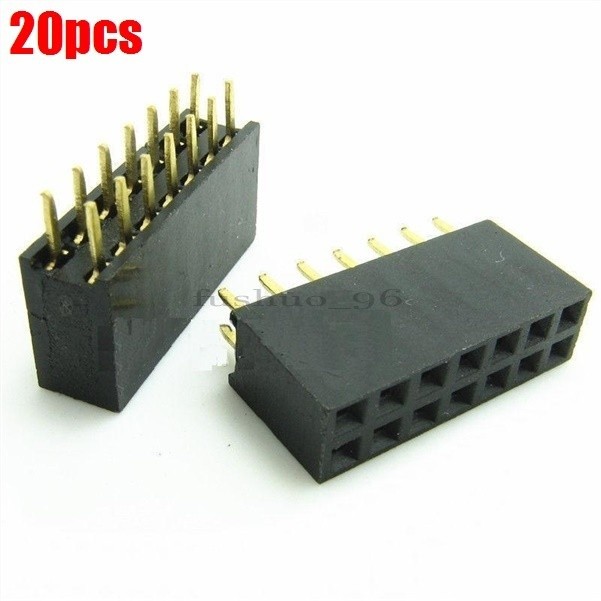20pcs female straight header pitch socket pin strip 2X7 14 pin 2.54mm double zv