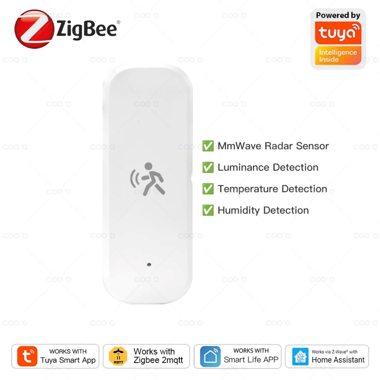 Zigbee 10G Mmwave Radar Motion Sensor Human Detector with Illuminance Temperatur