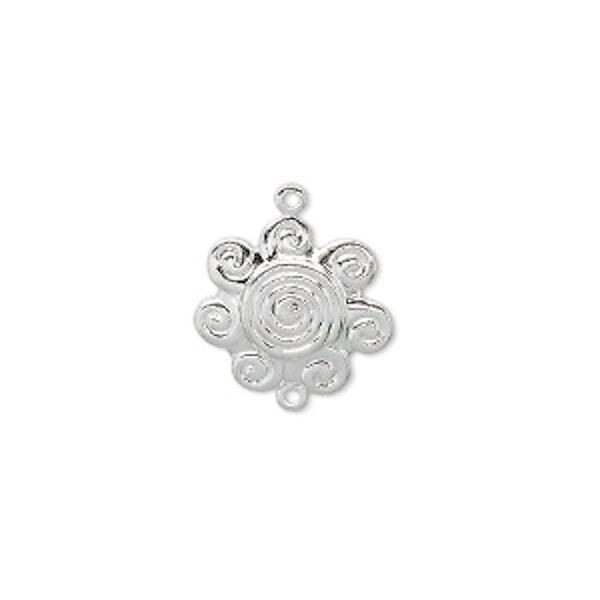 10 Silver Plated Brass 14x14mm Drop Swirl Flower Connectors *