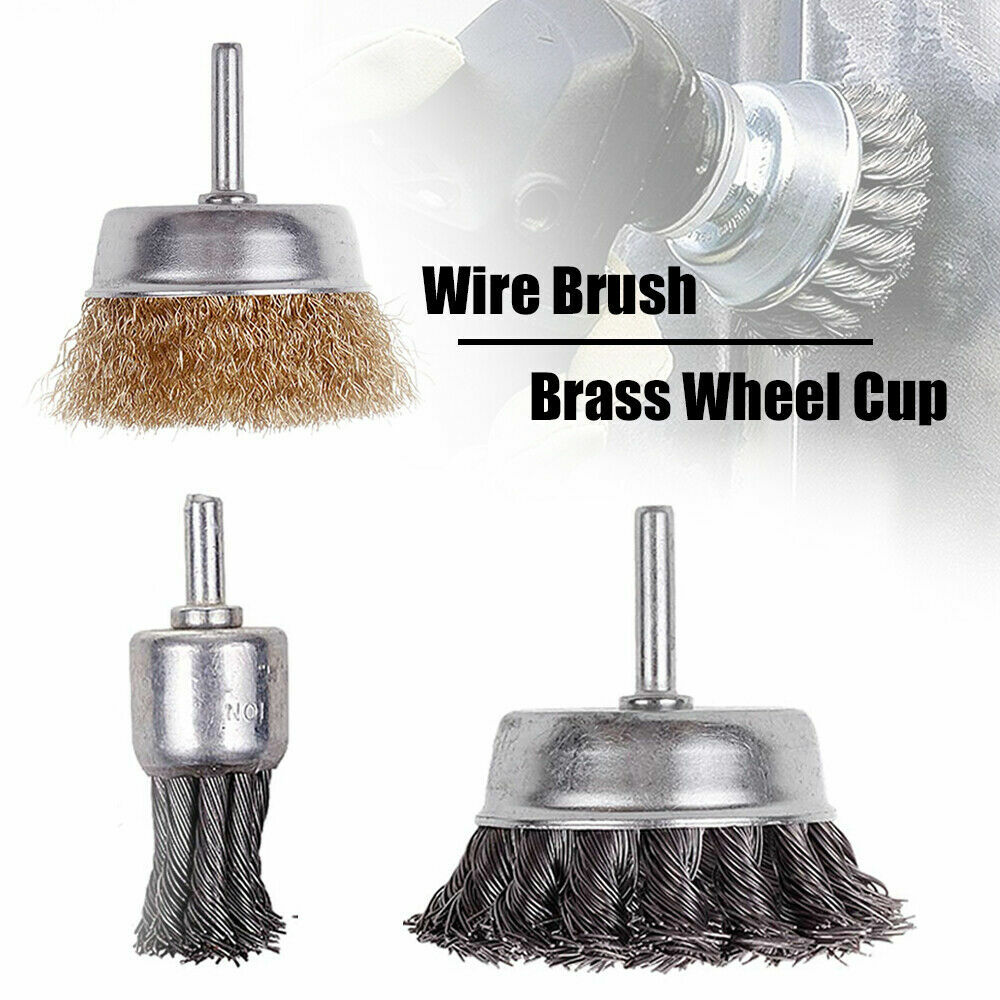 Twist Knot Steel Wire Brush Wheel Cup 1/4" Shank Rotary Grinder Tools Drill Bits