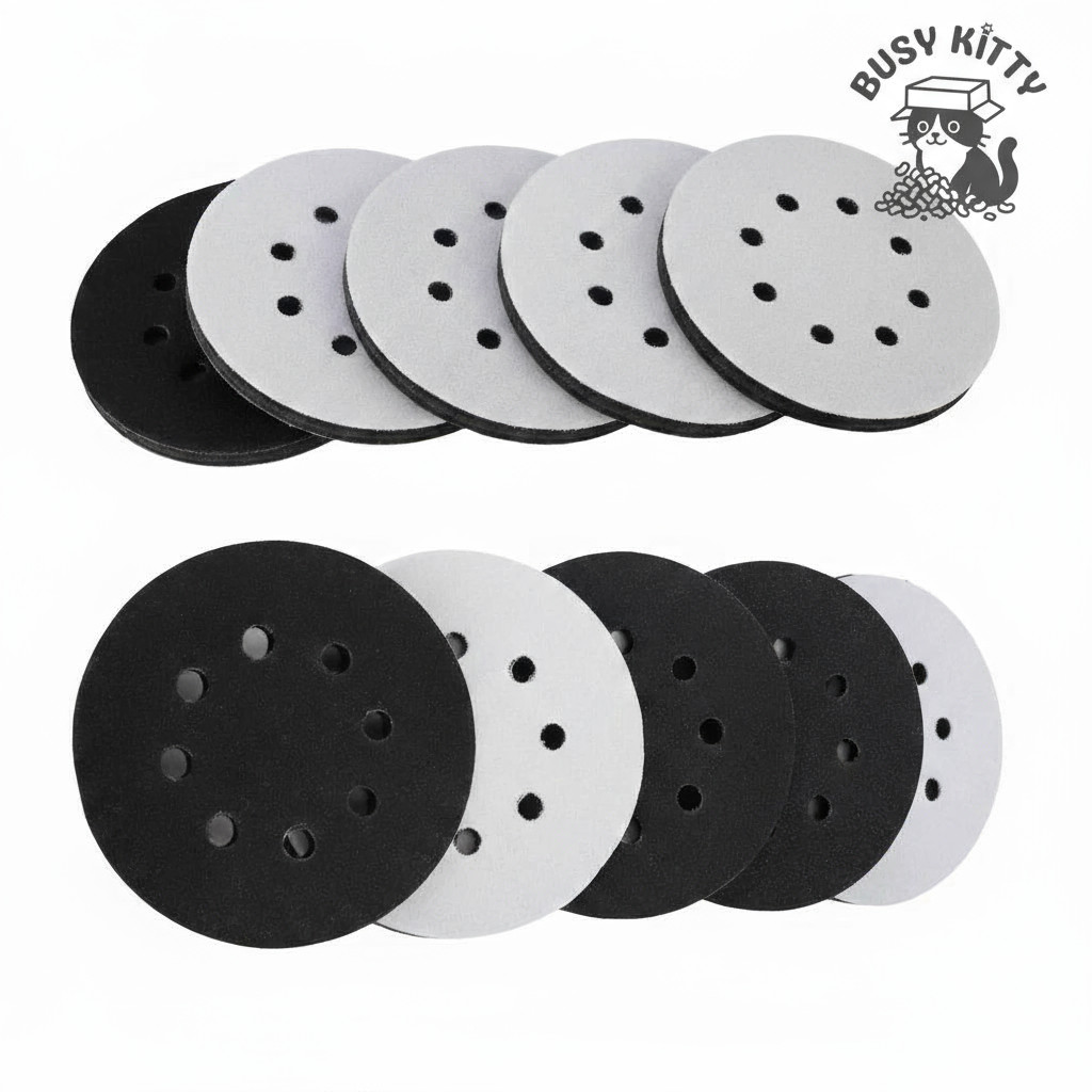 Sanding Disk Interface Pads. 10pk 5" Inch 8 Hole Foam Cushions