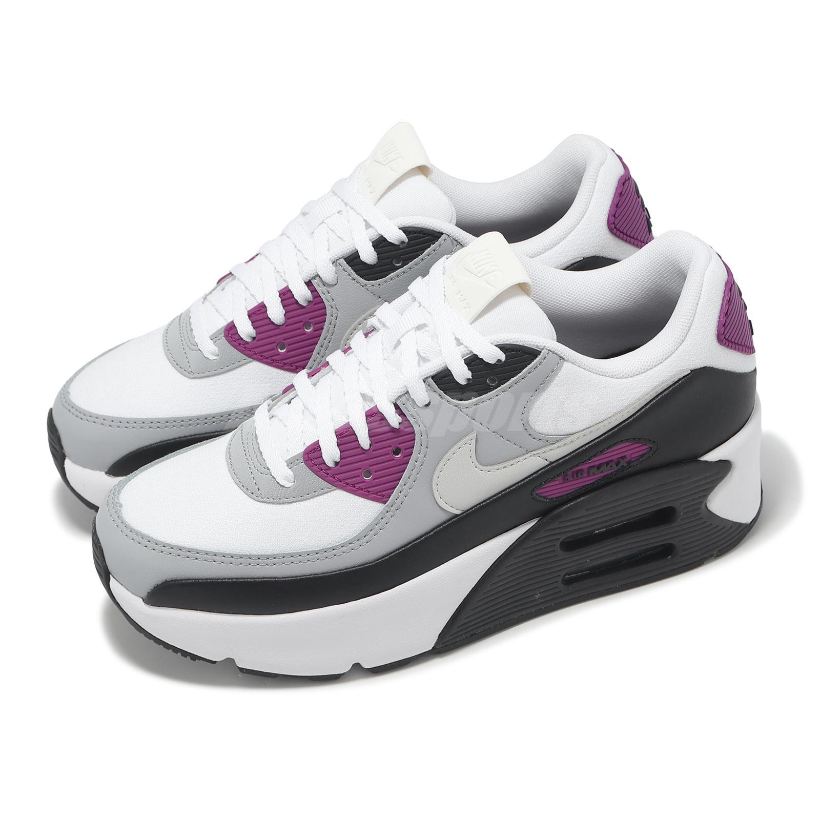 Nike Air Max 90 LV8 White Black Bold Berry Grey Women Casual Shoes FD4328-109