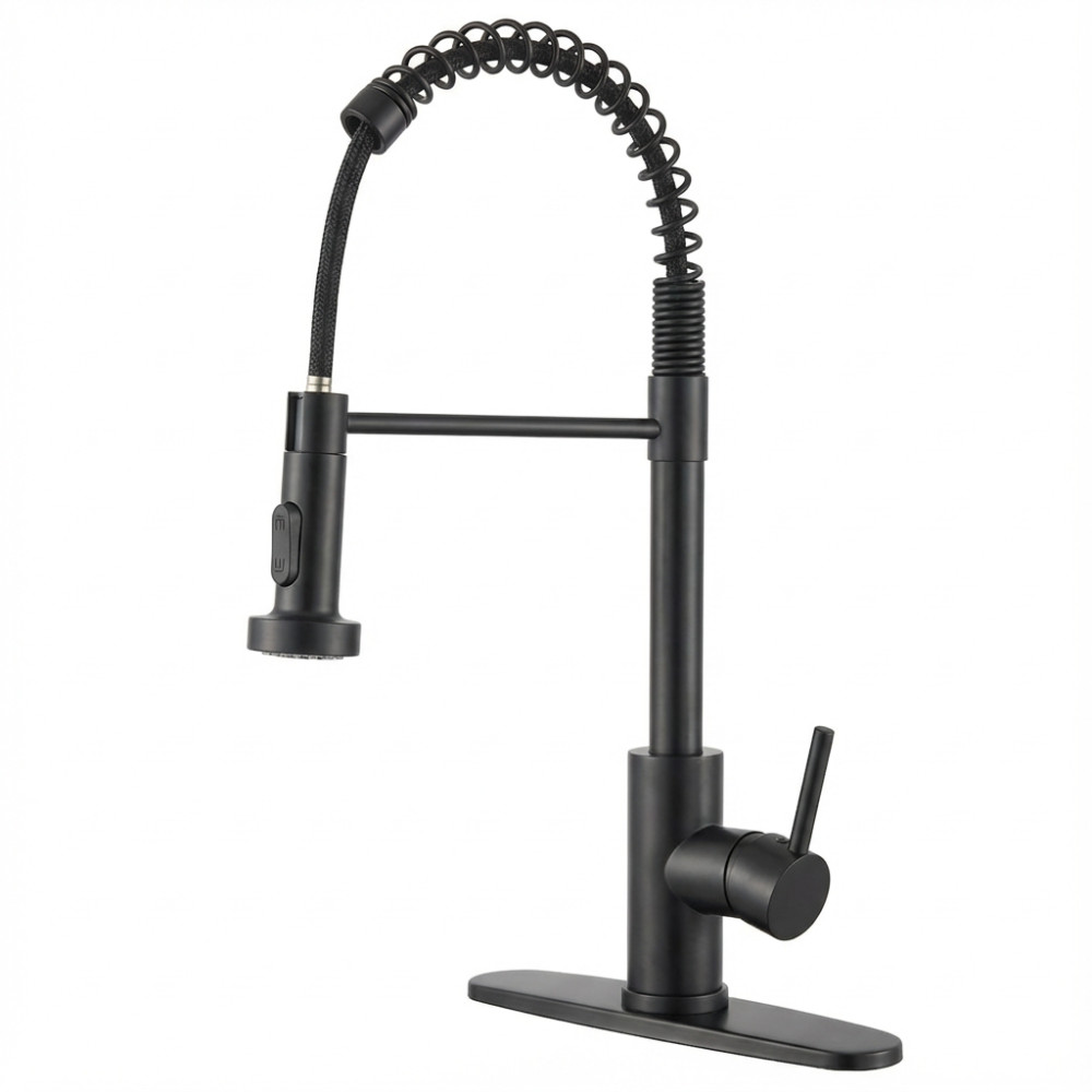 Kitchen Faucet with Pull Down Sprayer Industrial 1 Handle 1 or 3 Hole Stainless