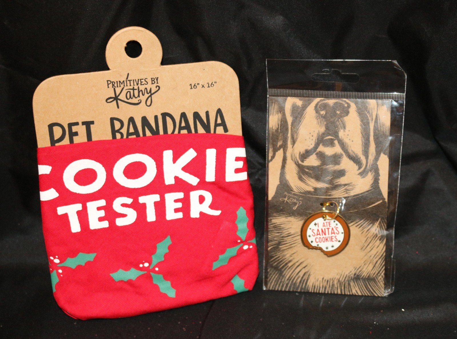 Primitives By Kathy Holiday Dog Collar Charm Bandana Cookie Tester Tag Gift S/M