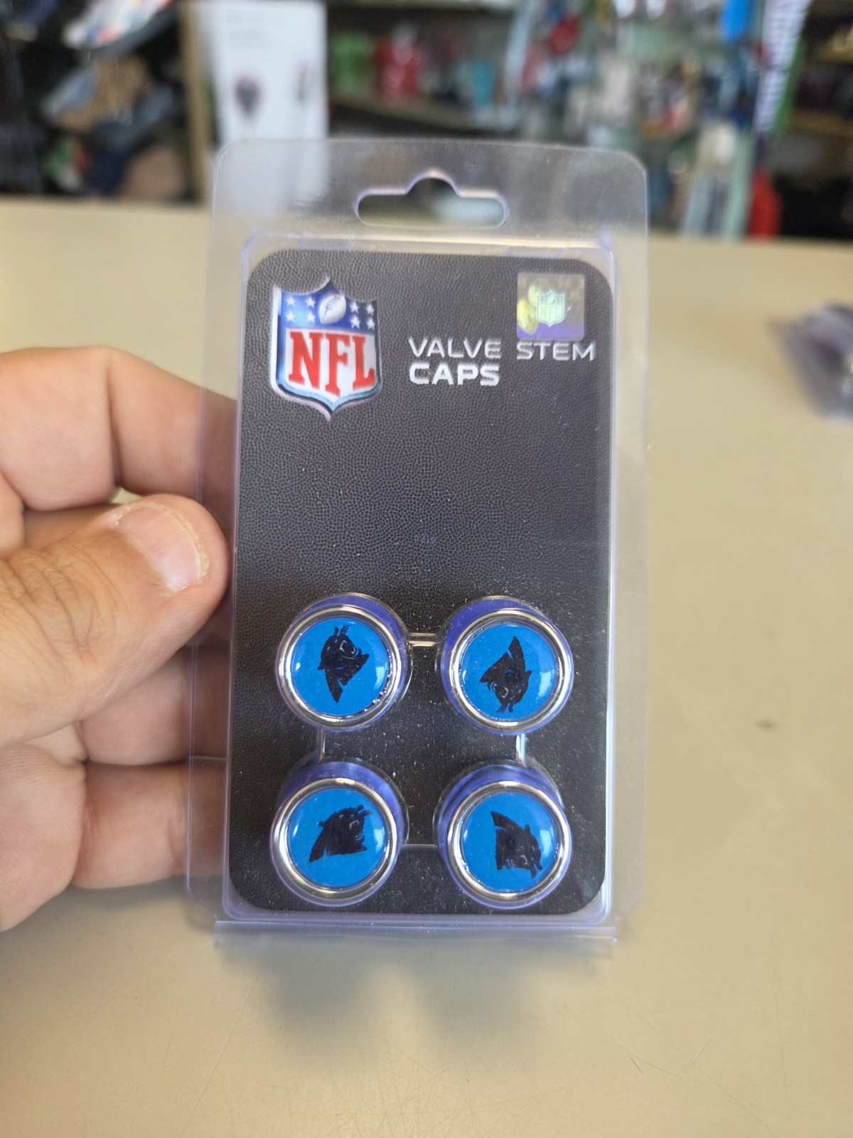 New NFL Car Truck Chrome Finish Tire Valve Stem Caps Cover Carolina Panthers