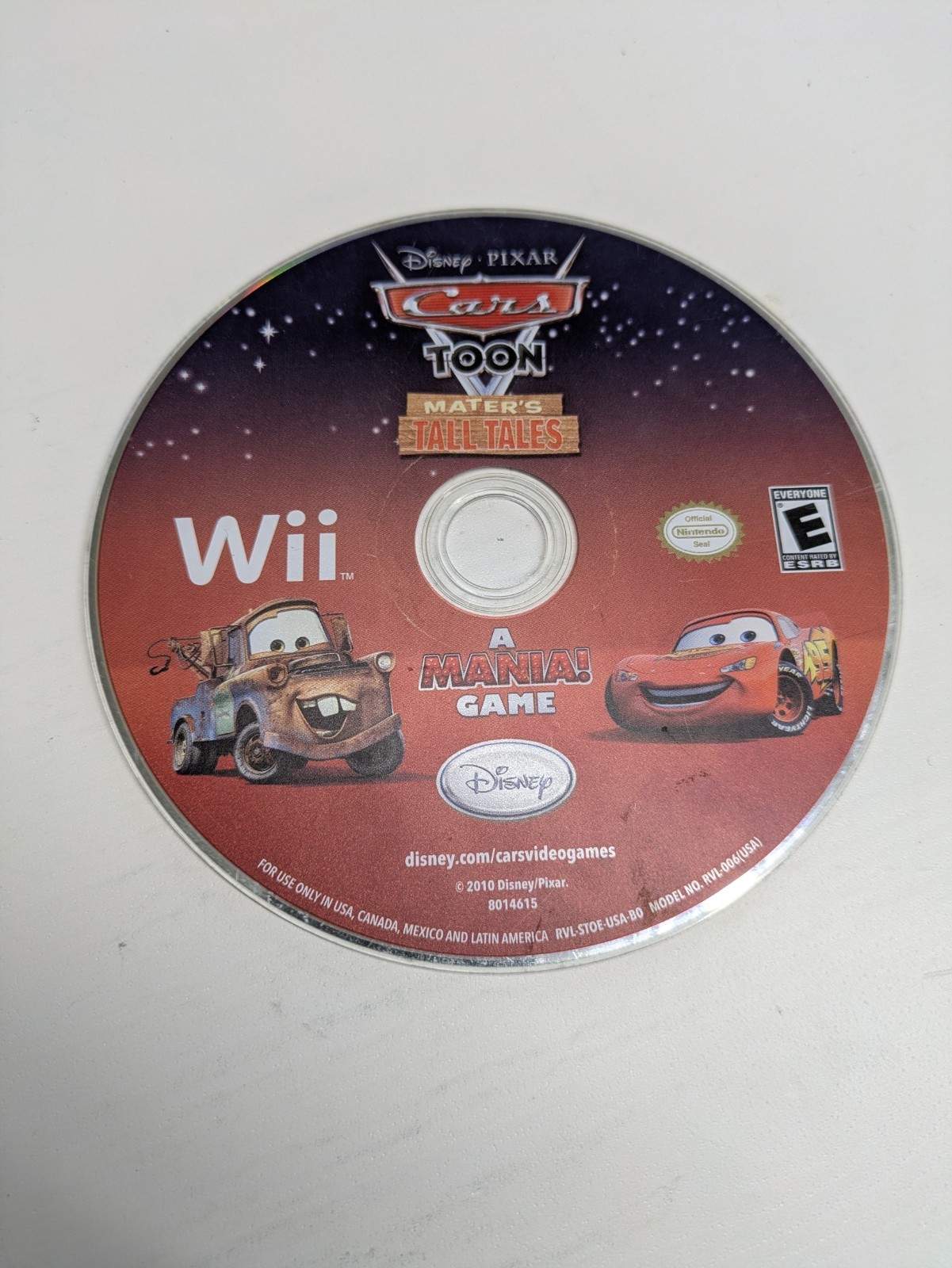 Cars Toon: Mater's Tall Tales (Nintendo Wii, 2010) Tested Disc Only