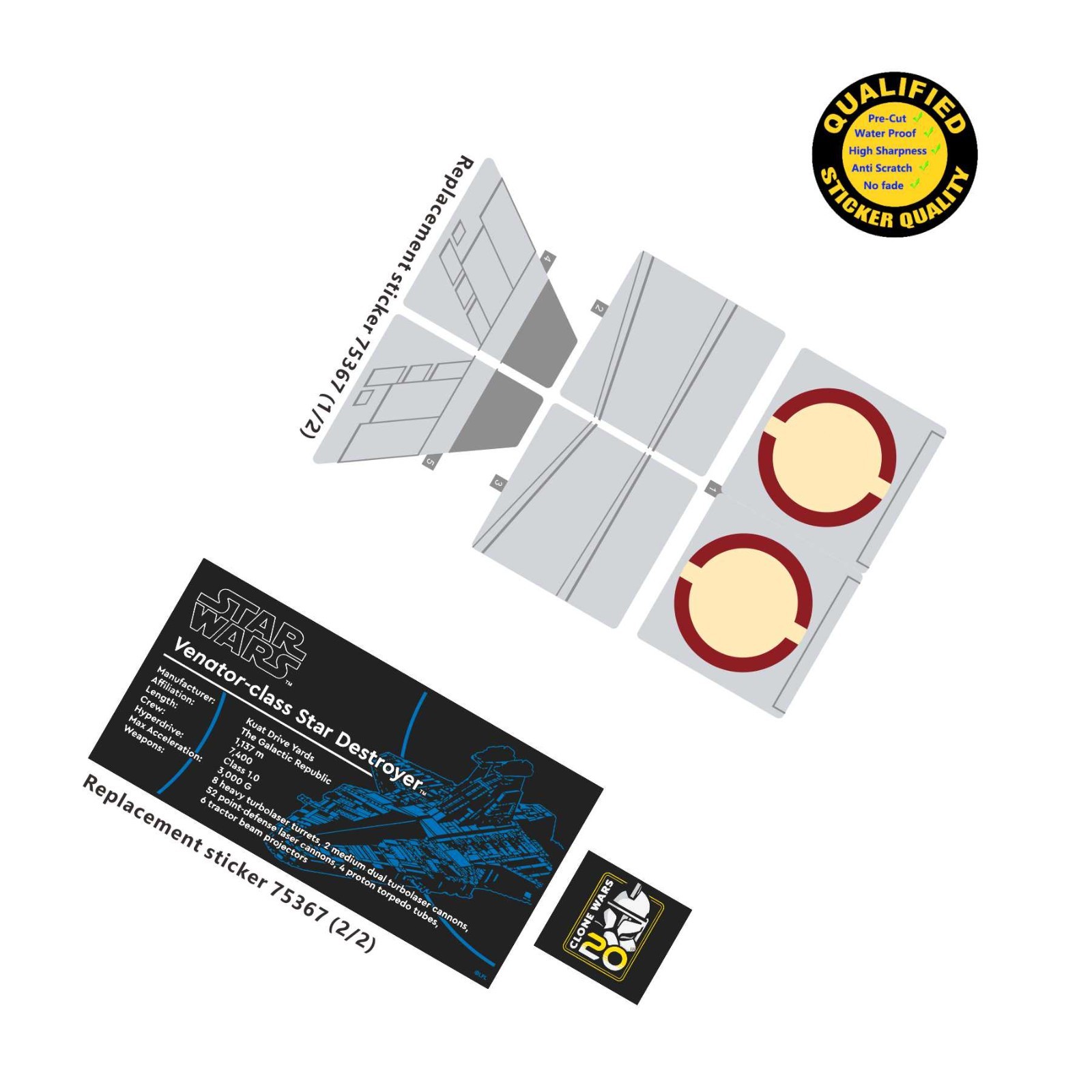 Replacement sticker for set 75367 Precut sticker