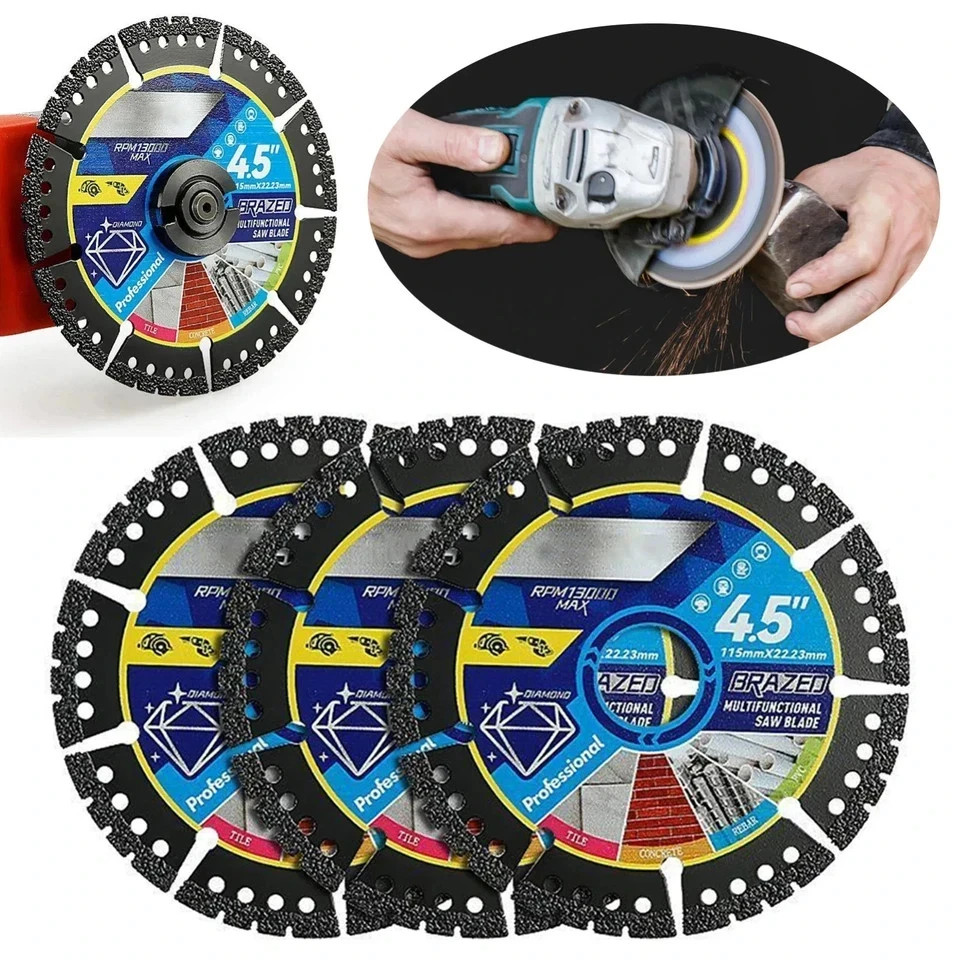 3pcs Diamond Multi-Purpose Saw Blades,4.5 Inch Heavy Duty Diamond Cutting Blades