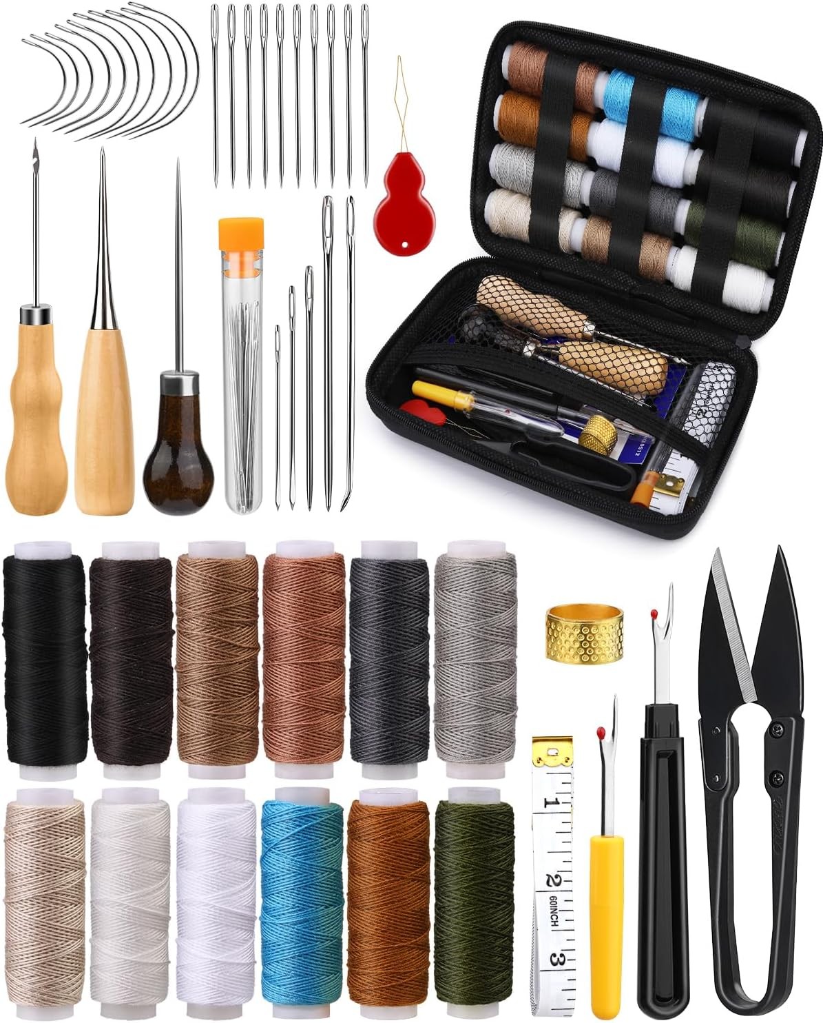 BAGERLA Heavy Duty Sewing Kit, 48pcs Needle and Thread Kit with Upholstery...
