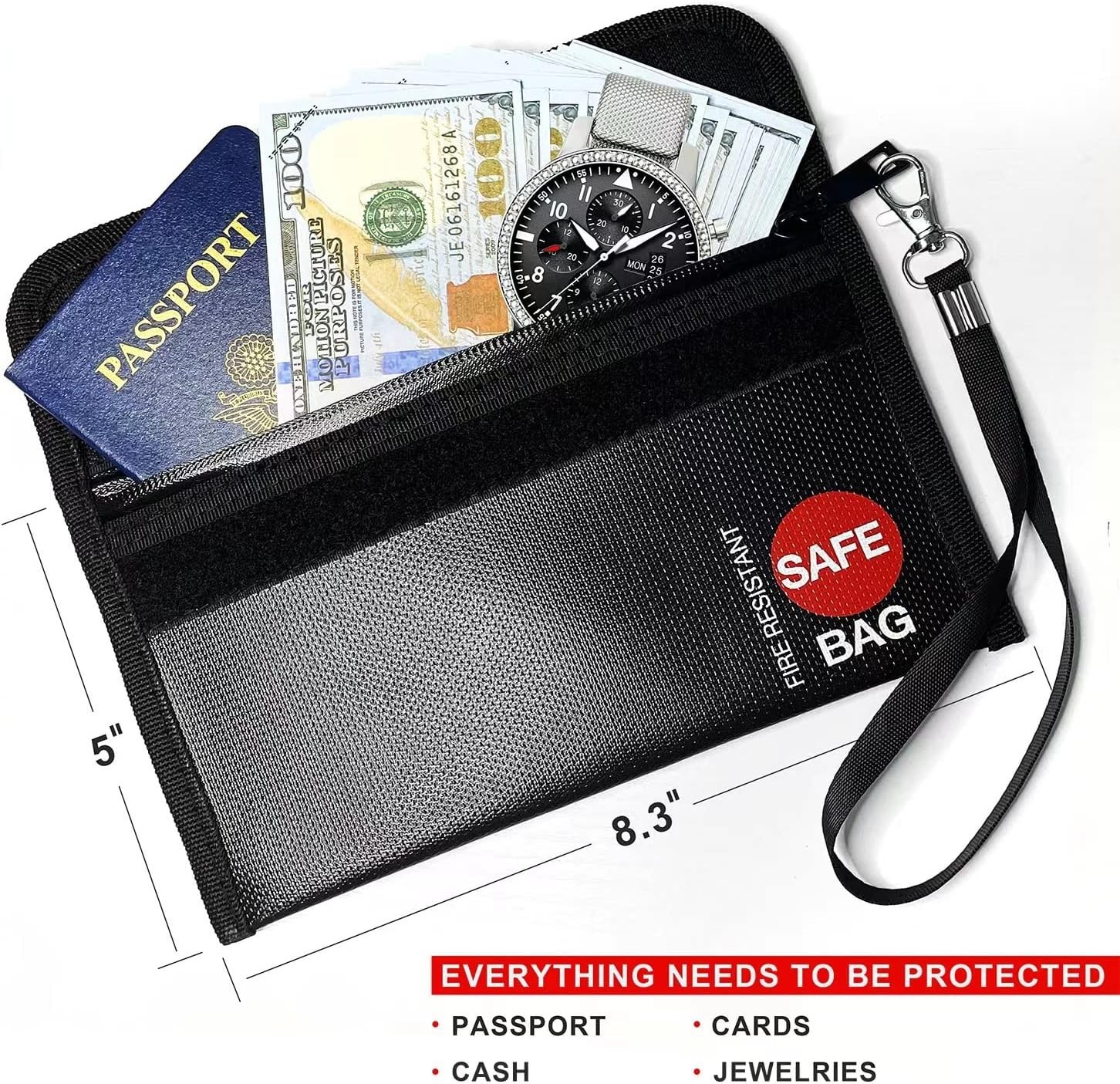 Enhanced 2-Pack Fireproof & Water-Resistant Bags - Zipper Closure for Security
