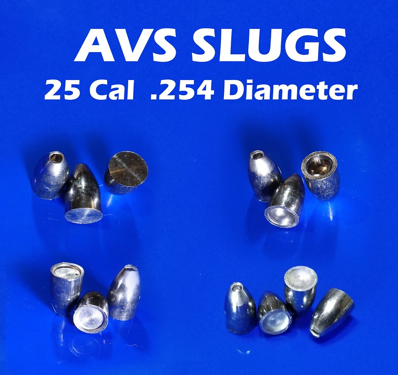 AVS Air Gun Slugs / Pellets 25 Cal (.254 Diameter) Pick Your Base - 100 Ct