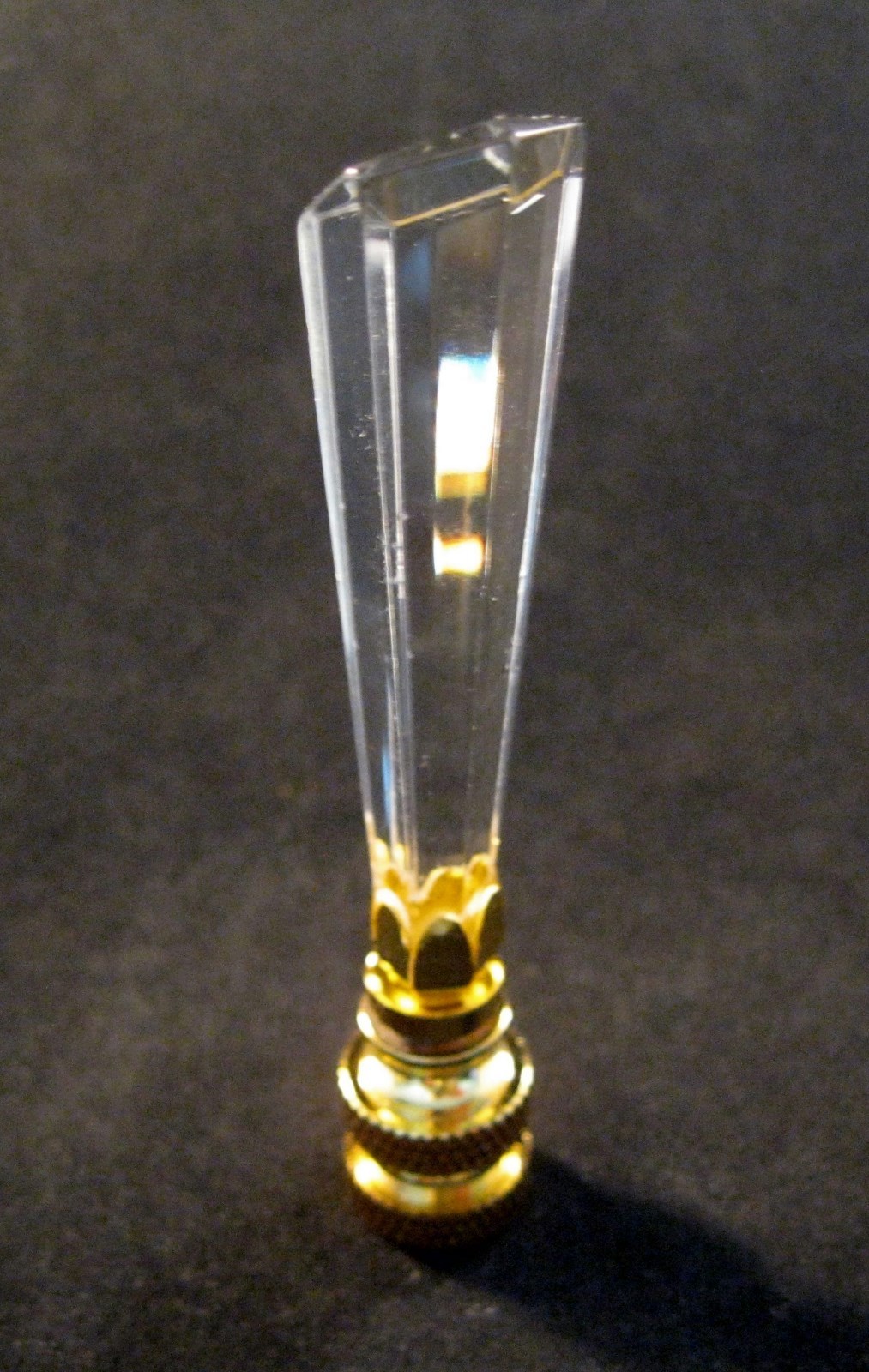 Lamp Finial-TAPERED SPEAR-Crystal Lamp Finial-Polished Brass Base
