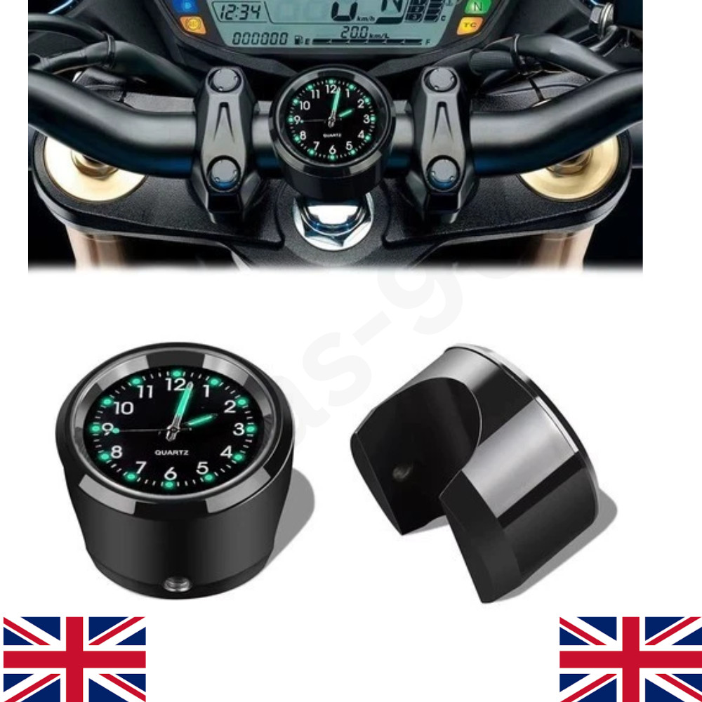 Waterproof Aluminium Motorcycle Handlebar Clock - Luminous Quartz Watch Mount