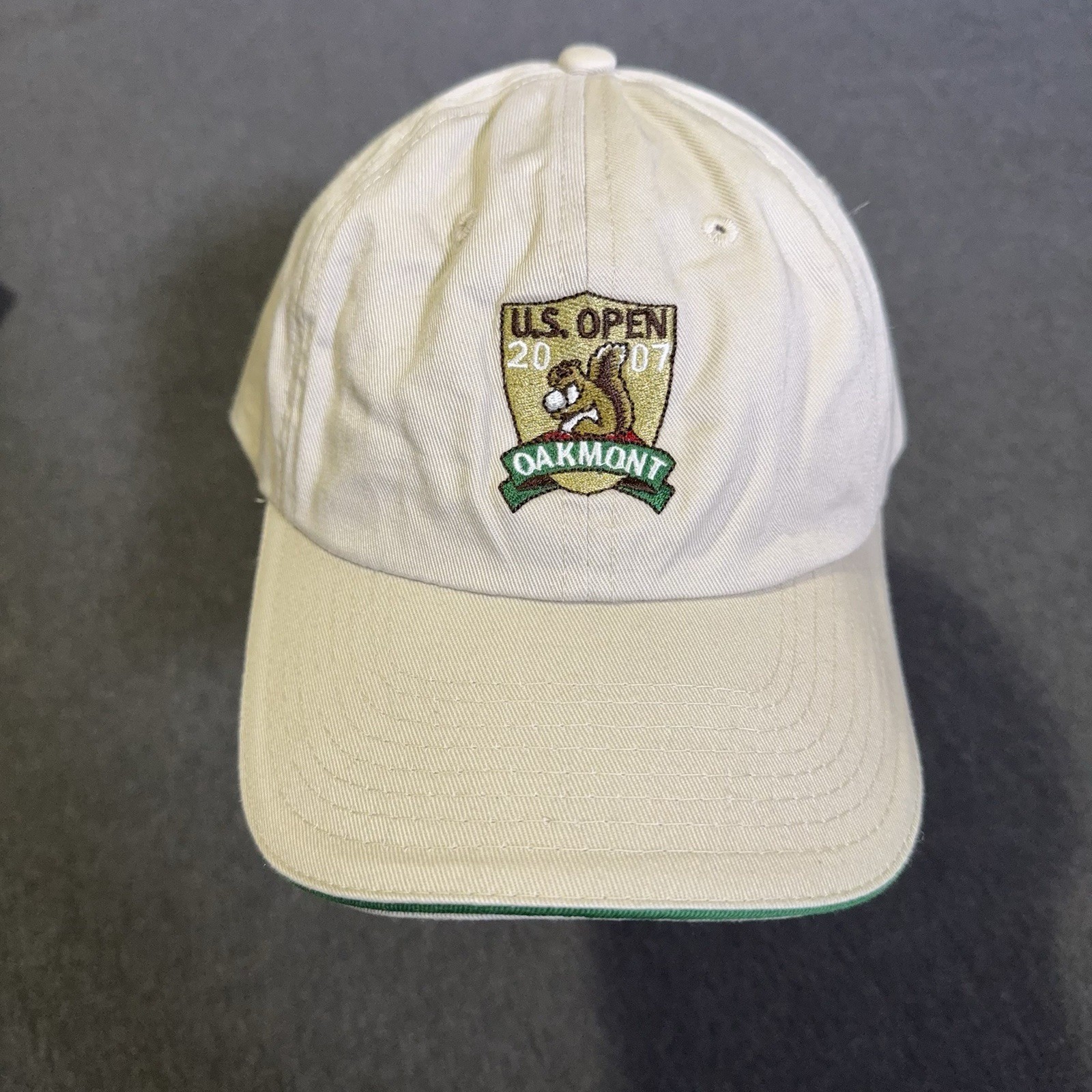 US Open Hat OSFA Beige Oakmont 2007 USGA Adjustable Ball Cap Y2K
