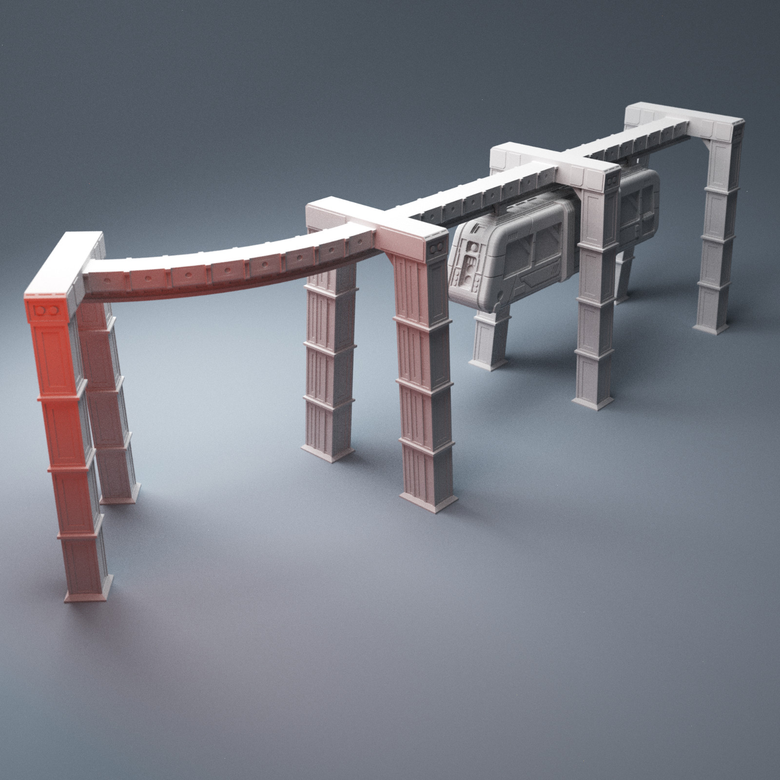 32mm Cyberpunk Suspended Monorail Sci-Fi Terrain OpenLOCK Track Stargrave