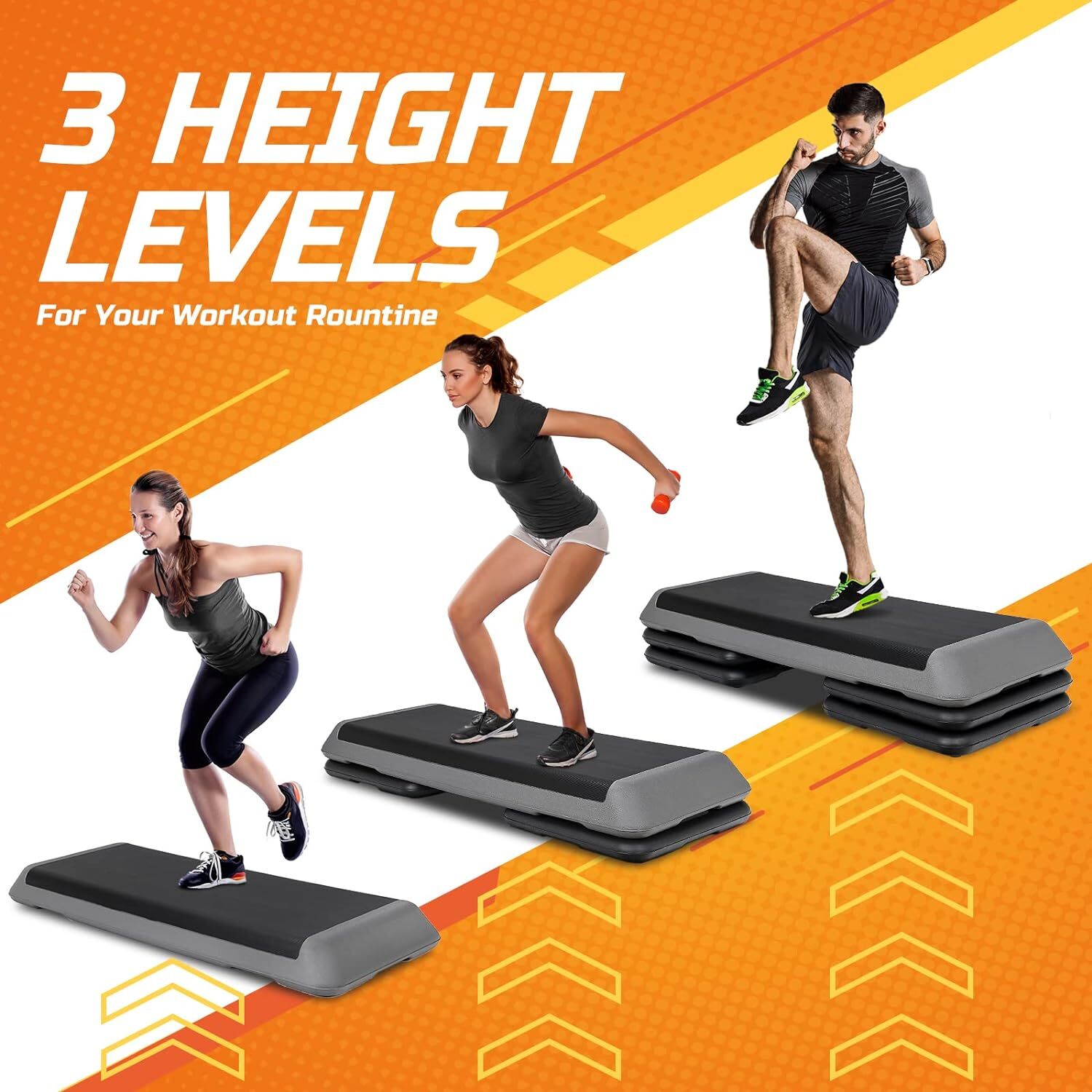 2PCS 43'' Aerobic Step Platform Adjustable Exercise Workout Stepper w/4 Riser