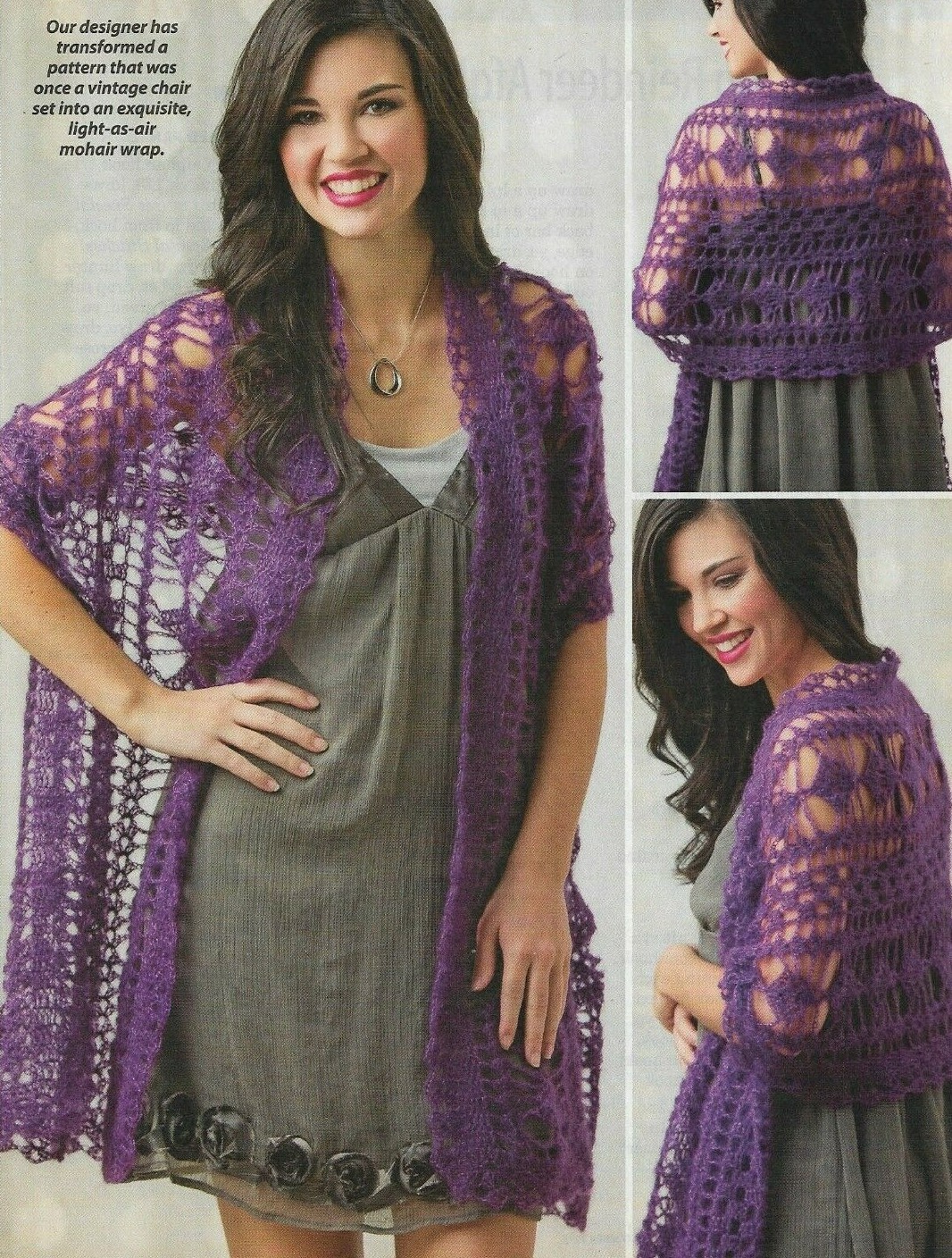 PURPLE HAZE WRAP SHAWL WOMEN'S CROCHET PATTERN INSTRUCTIONS