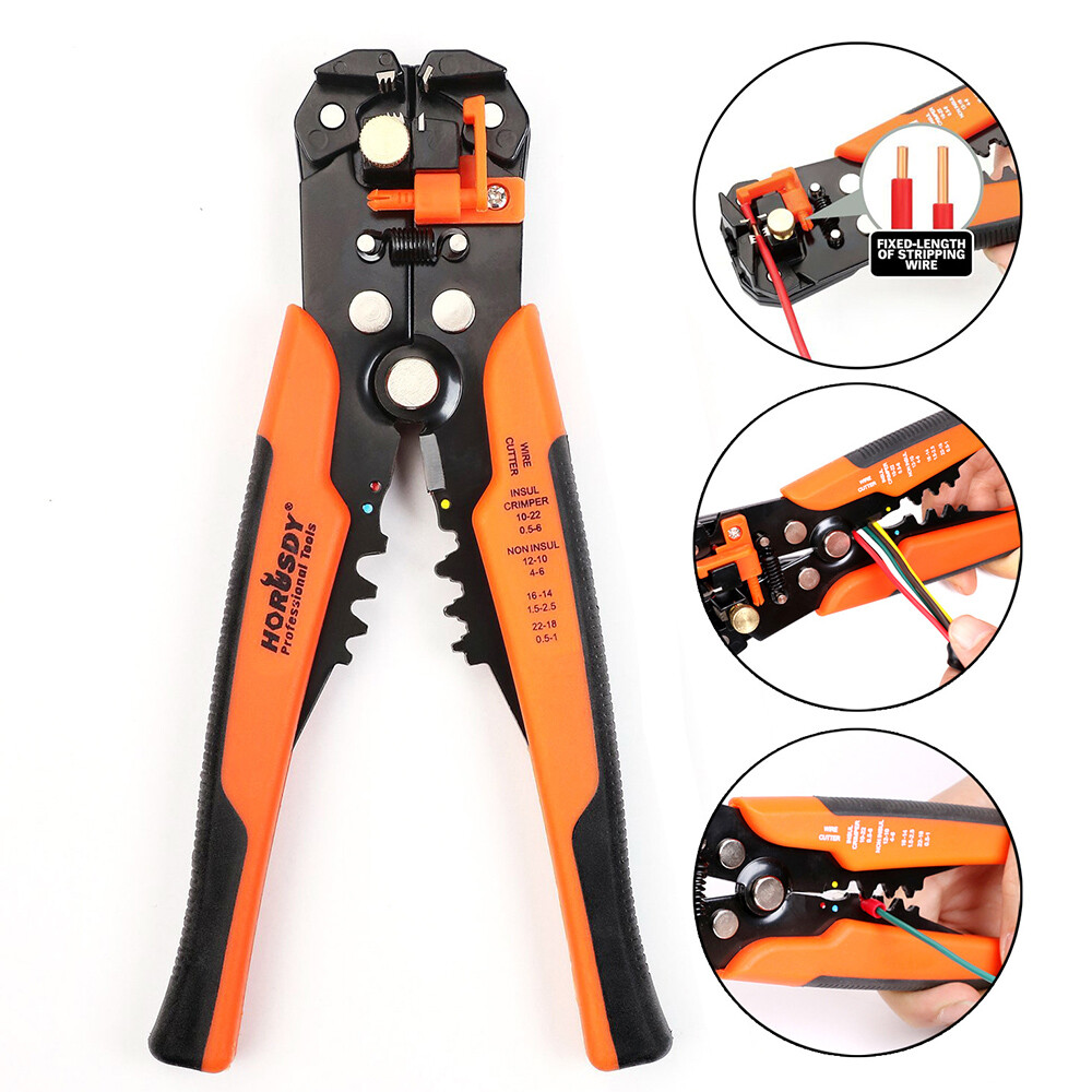 8" Electricians Crimping Tool Self-adjusting Wire Stripper Cable Cutter Crimper