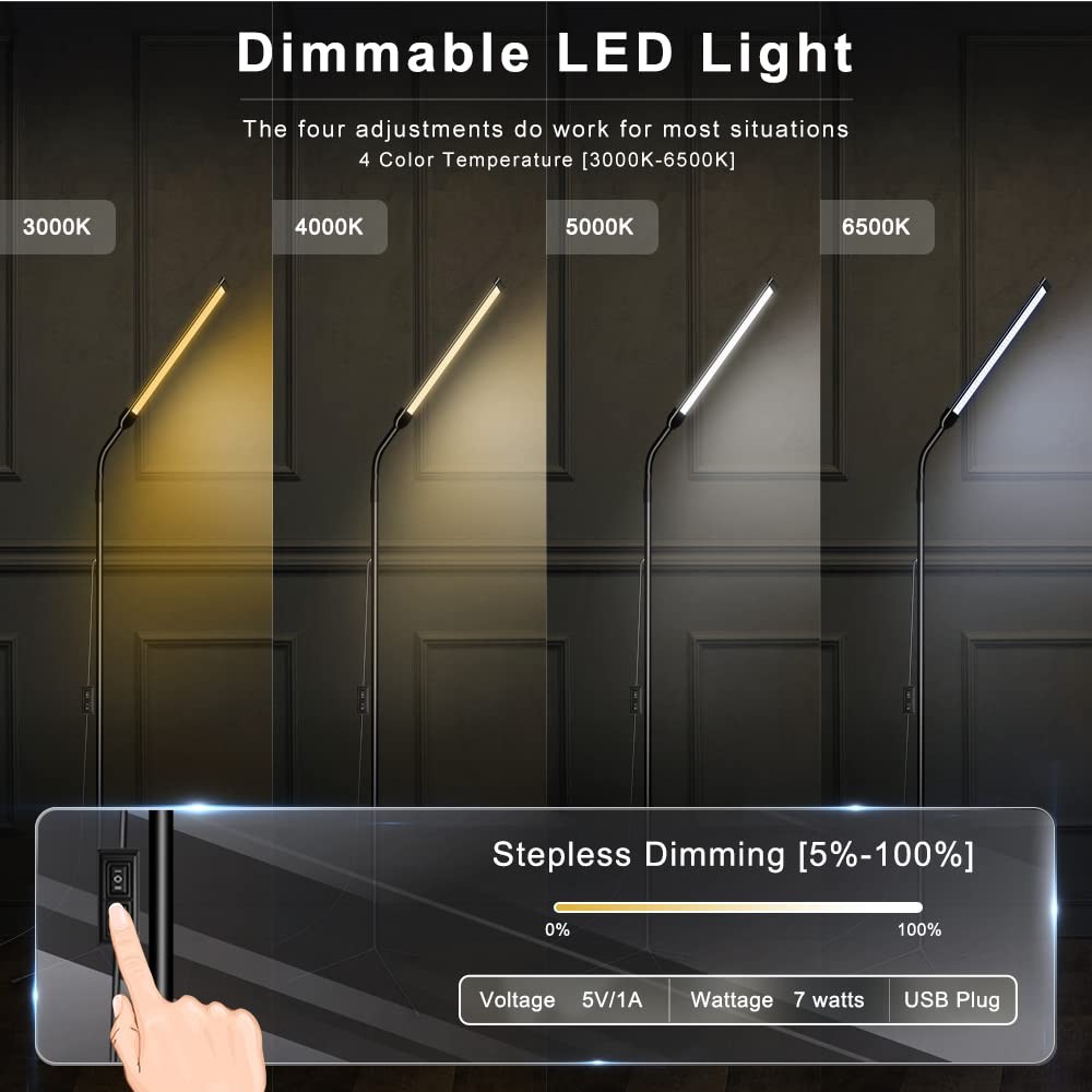 Bright LED Floor Lamp Adjustable Gooseneck Standing Eyelash Light for Eyelash
