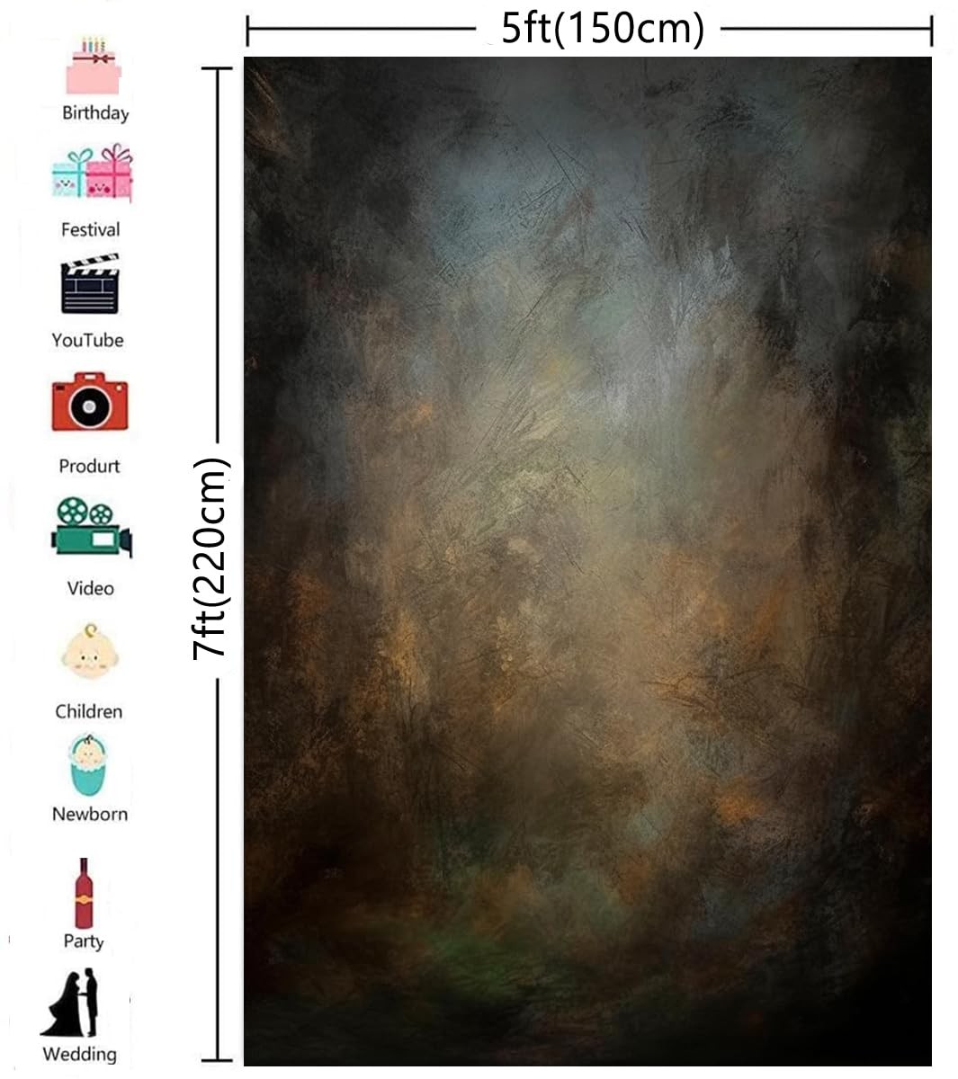 Hmtfoto 5X7Ft Old Master Mottled Portrait Photography Backdrops Abstract Rust