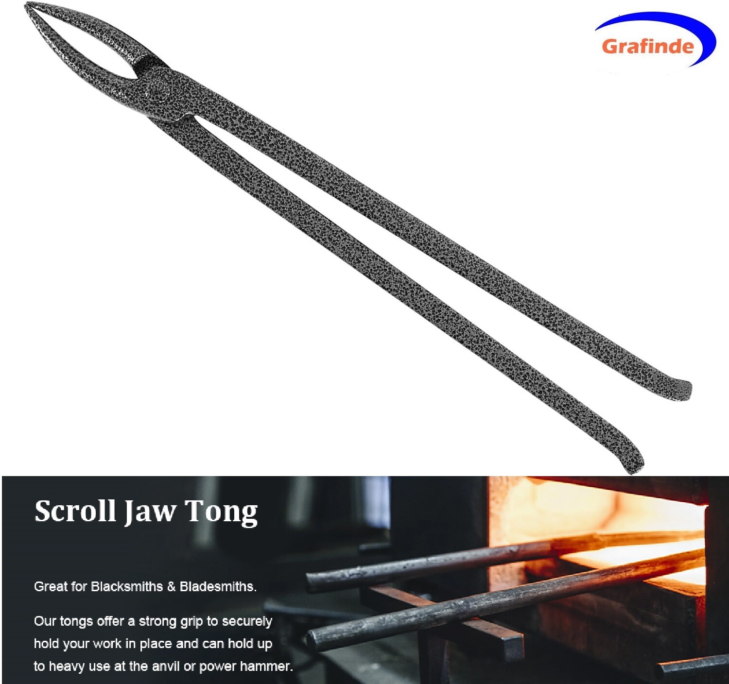 16" Steel Blacksmith Scroll Jaw Tongs Knife Making Anvil Vise Forge Bladesmith