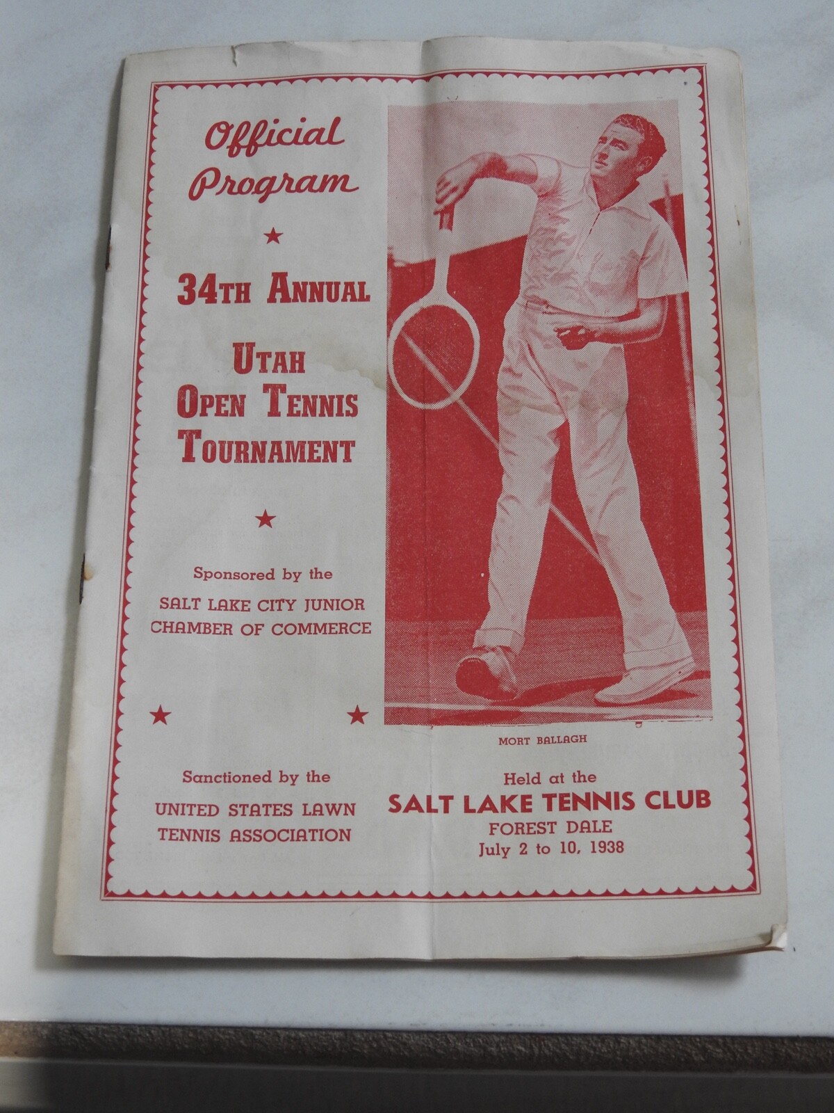 vintage 1938 Official Program UTAH OPEN TENNIS TOURNAMENT