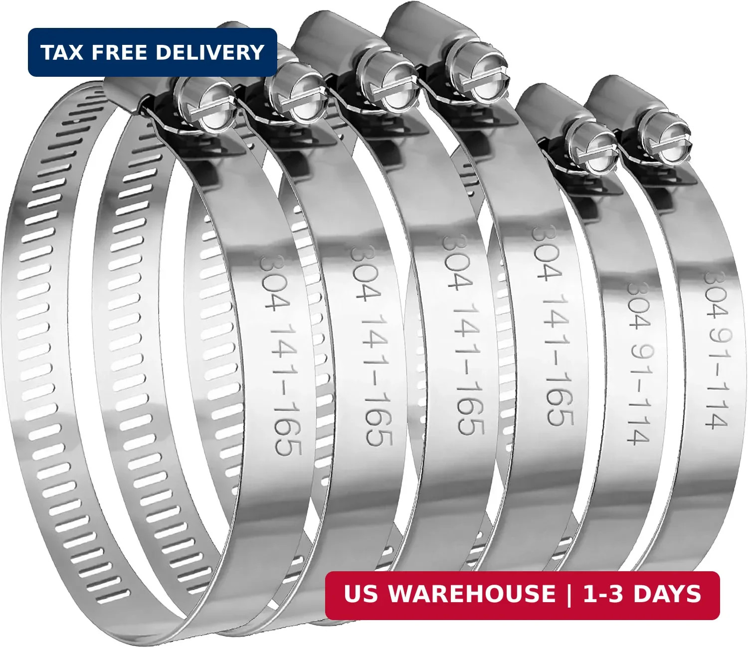 Dianrui 6PCS 6inch + 4inch Hose Clamps Stainless Steel 304 Duct Clamps Dry Vent