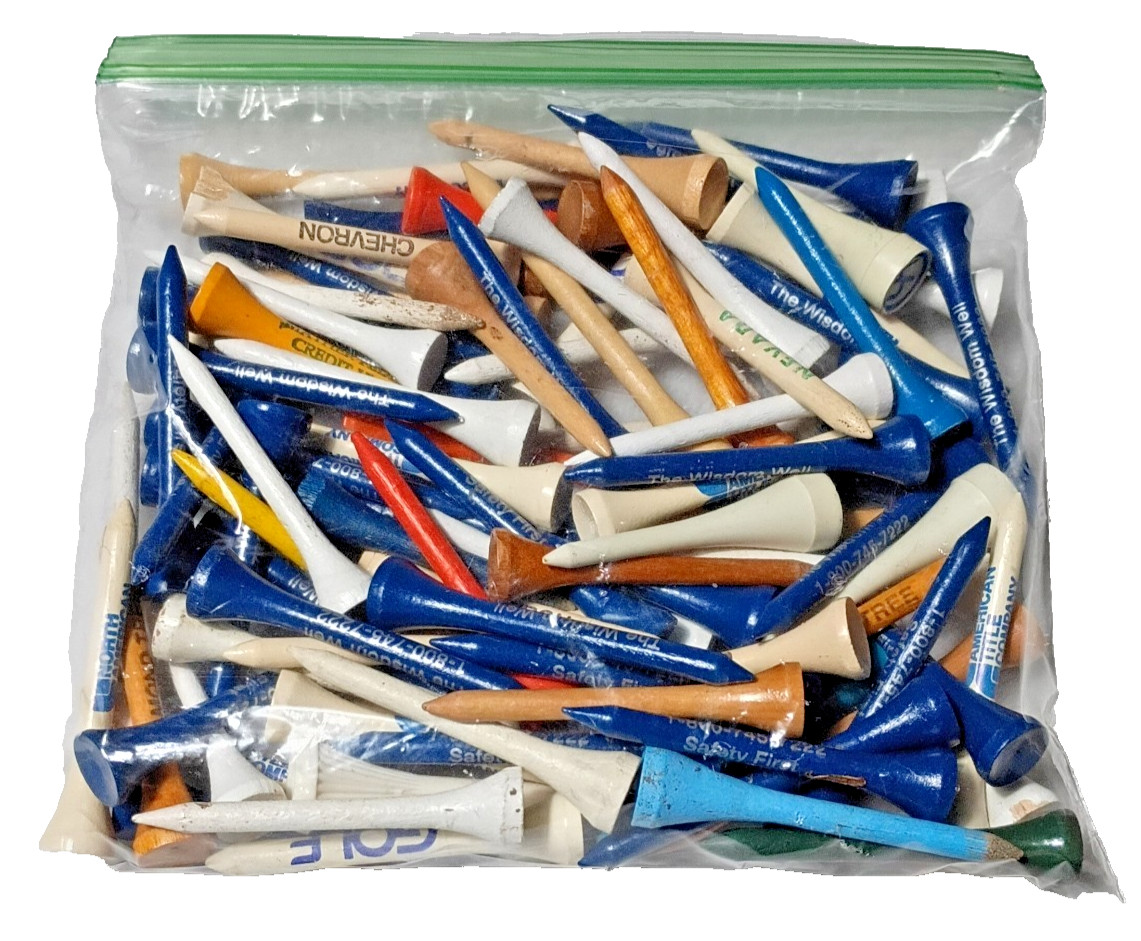 100 Assorted Wooden Golf Tees