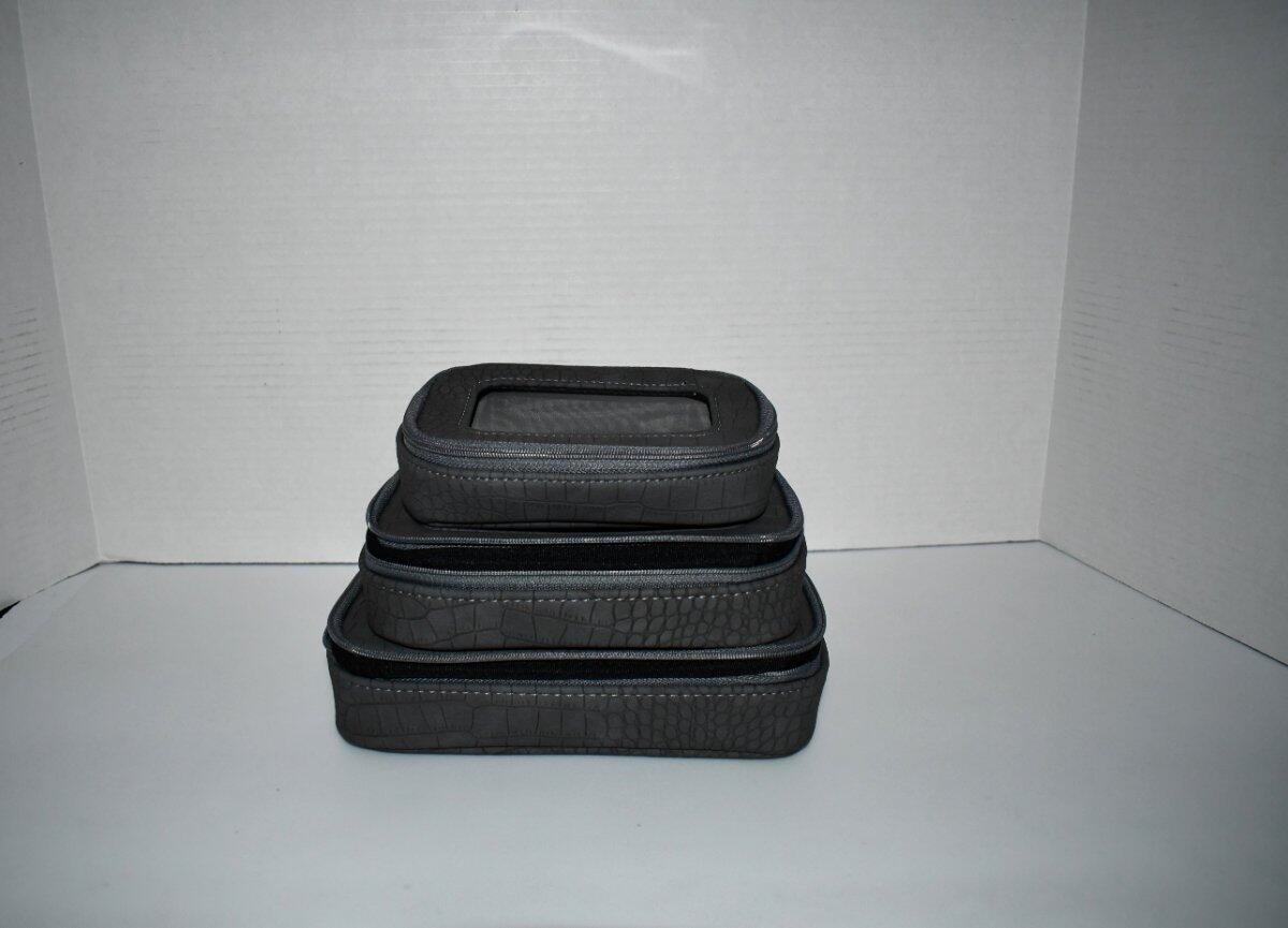 Thirty One Clear Case Trio Set in Grey Crocodile NWT