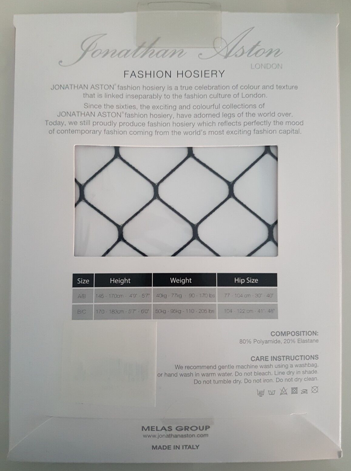JONATHAN ASTON Diva Fencenet / Fishnet Tights Size A/B