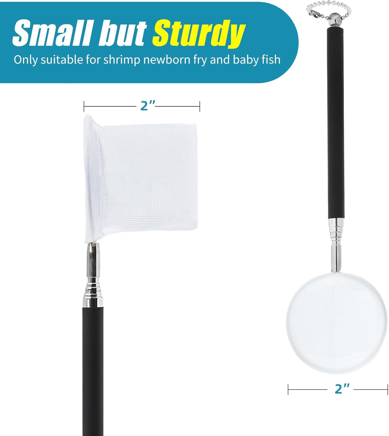 Small Fish Tank Shrimp Net, Aquarium Debris Cleaning Tools, with Extendable Hand