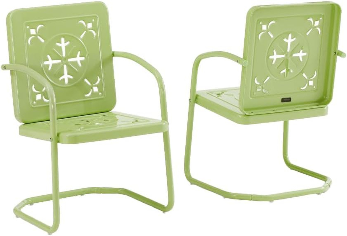 Key Lime Azalea Vintage Metal Outdoor Chair Set for Patio & Deck, 2-Piece