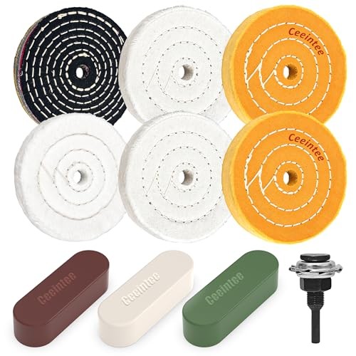 10Pcs 4'' Buffing Polishing Wheel with 1/4‘’ Drill Shank， Include 1/2" Arbor
