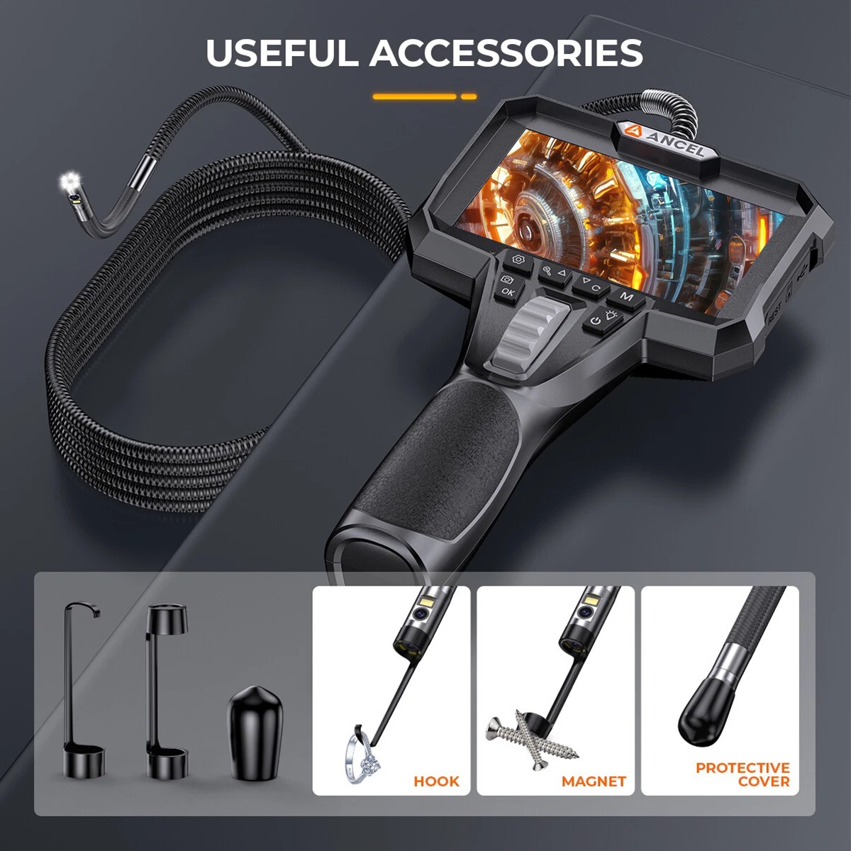 ANCEL AN302 Dual Lens Articulating Borescope Endoscope Camera Inspection Camera