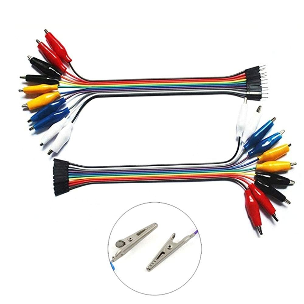 20PCS 8 Inch Jumper Wire Male to Alligator Clip, 20cm Jumper Wire Female to C...