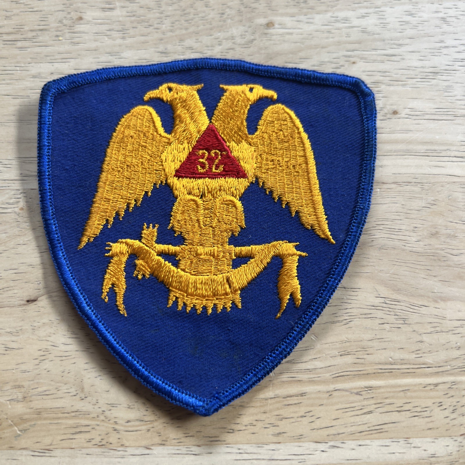 Freemason 32 Degree Double Headed Eagle Wings Down Blue Uniform Patch Vintage