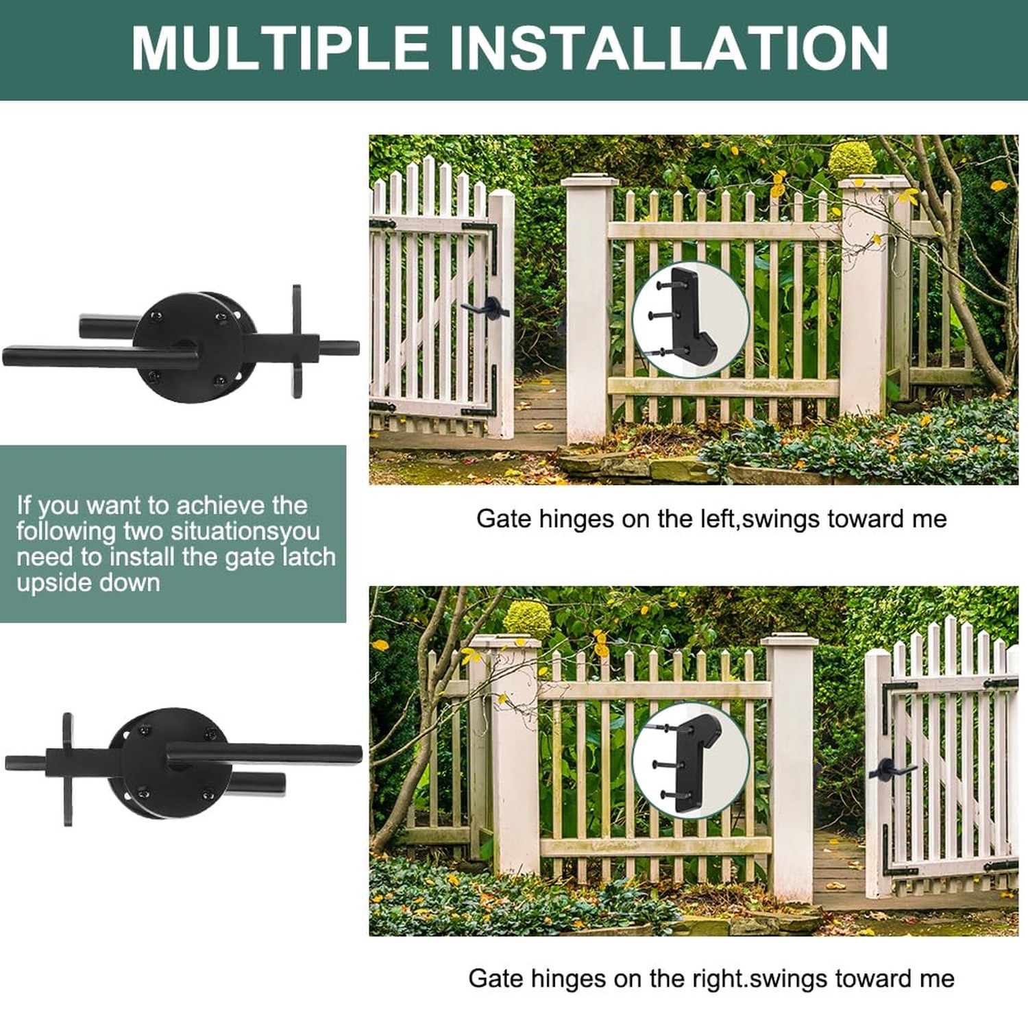Double Side Gate Latch, Adjustable Heavy Duty Swinging Door Latch Gate Hardwa...