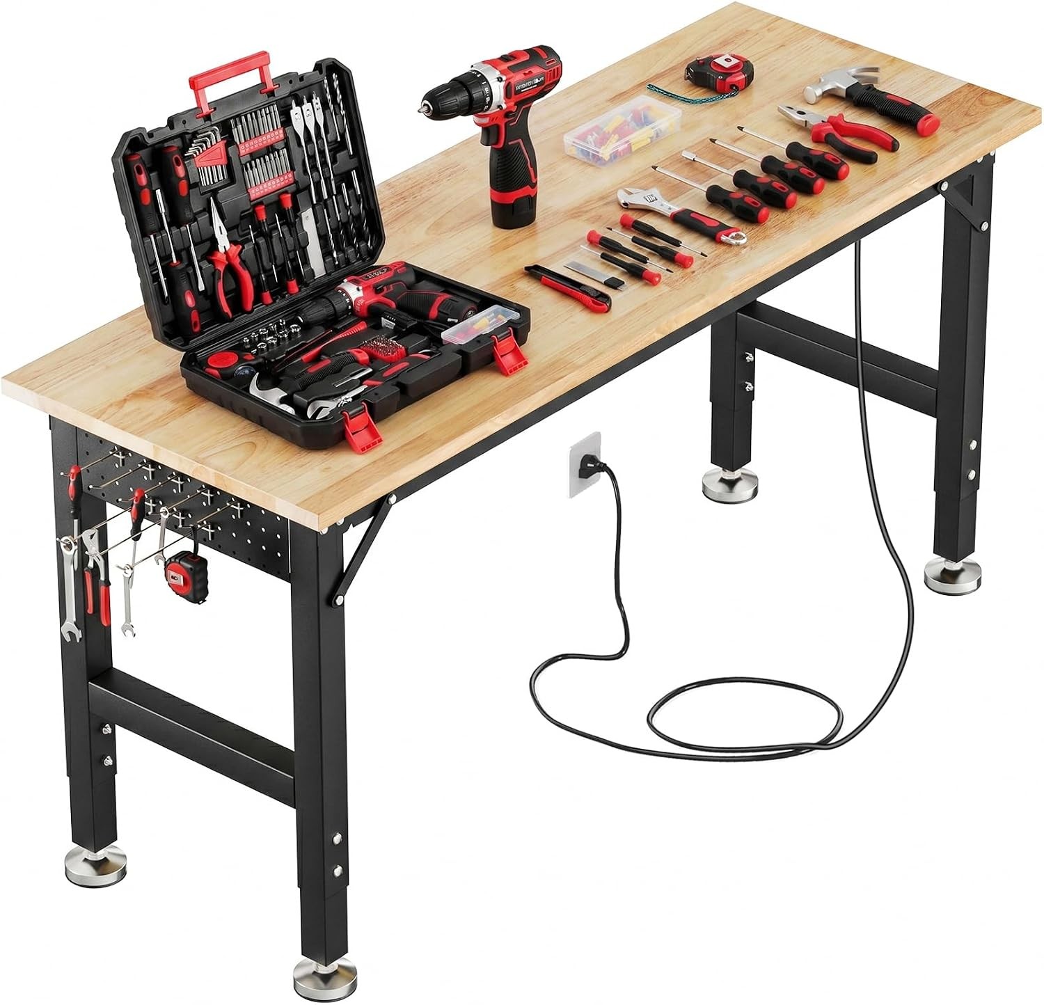 60" x 22" Heavy Duty Workbench 2000 LBS Capacity 31.5-39.5 in Adjustable Work