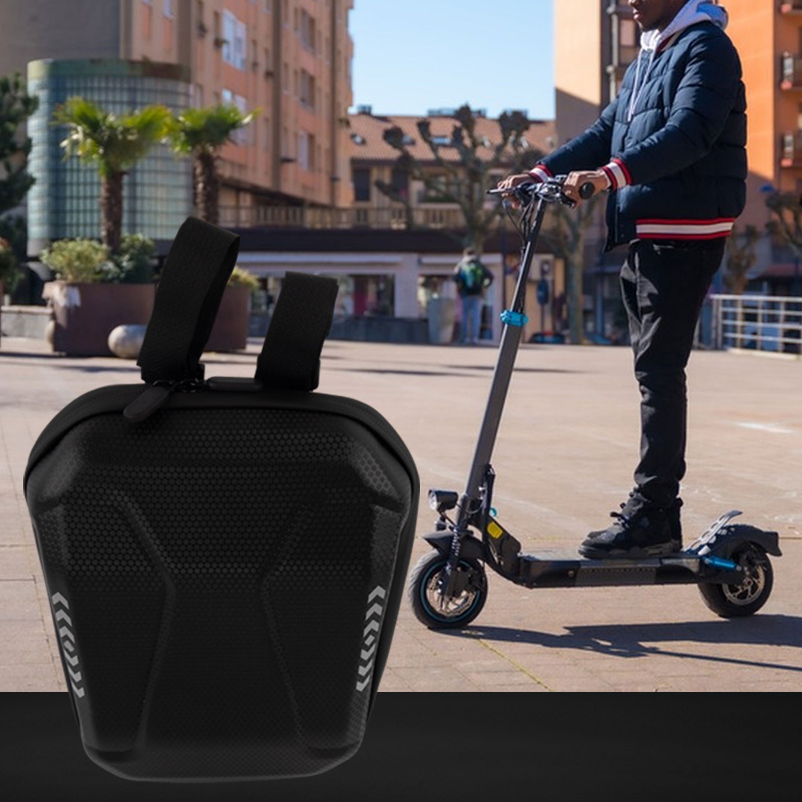 Front Hanging Bag Scooter Bag Binding Design Black Built-in Mesh Bag Case