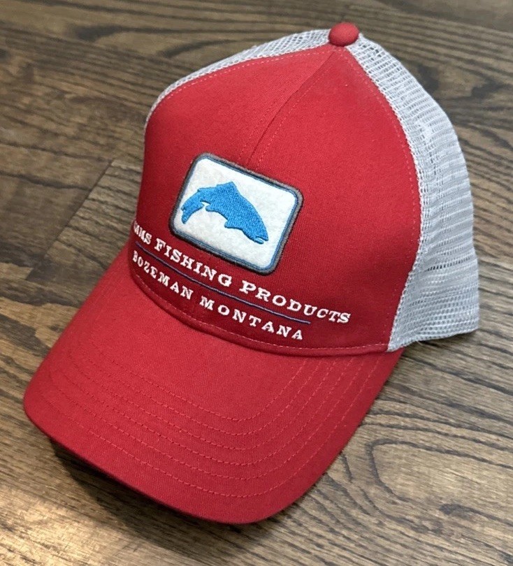 Simms Fishing Trout Trucker Cap Red -Black Underbrim - RARE Holiday Classic!