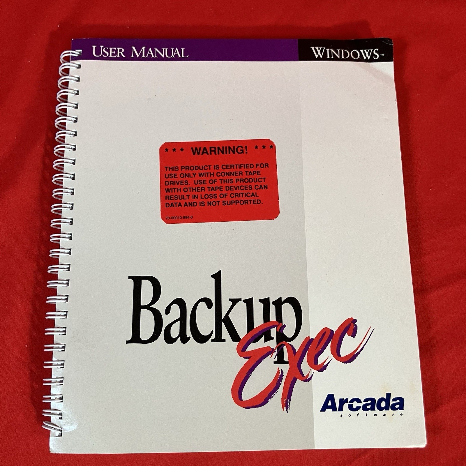 1994 Connor Workstation Backup For Netware By Arcada Backup Software Exec 3.1 #1