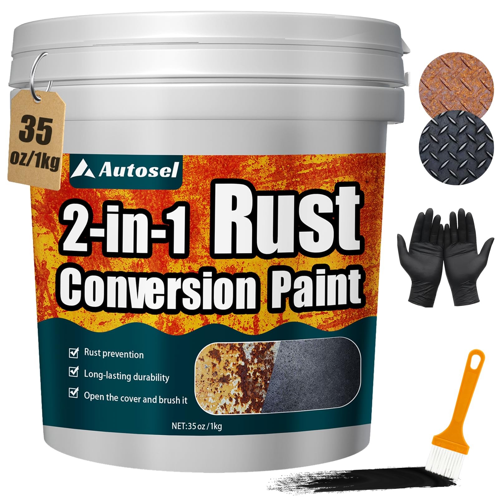 35 oz Rust Converter & Metal Primer - Stops Rust, Long-Lasting Anti-Rust Coating