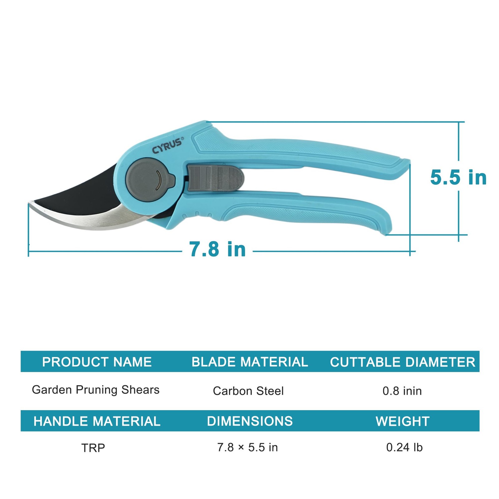 CYRUS 8 Inch Pruning Shears, Professional Garden Shears with 30*25*3cm, Blue