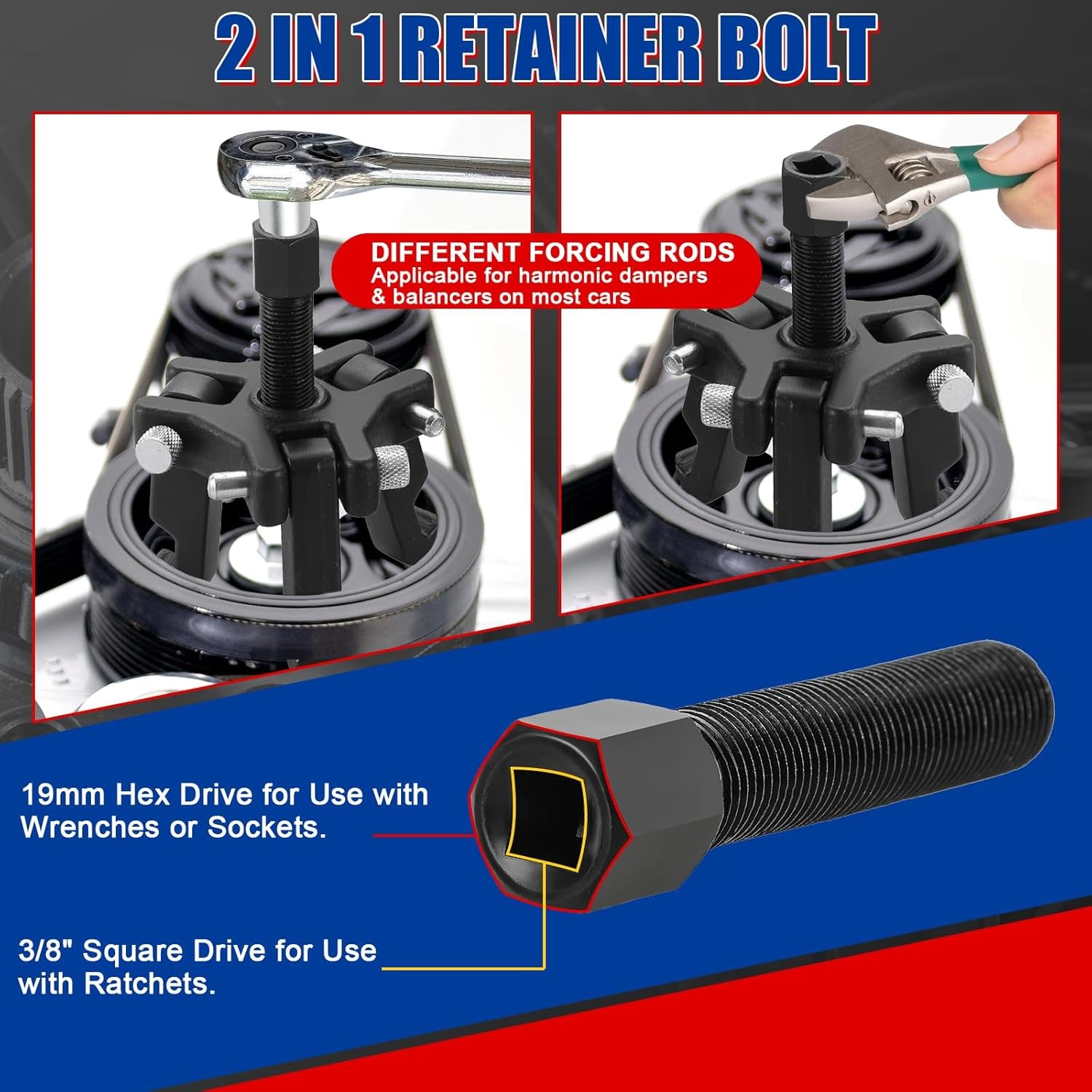 Harmonic Balancer Puller Kit, Adjustable 3-Jaw Pulley for Removing...
